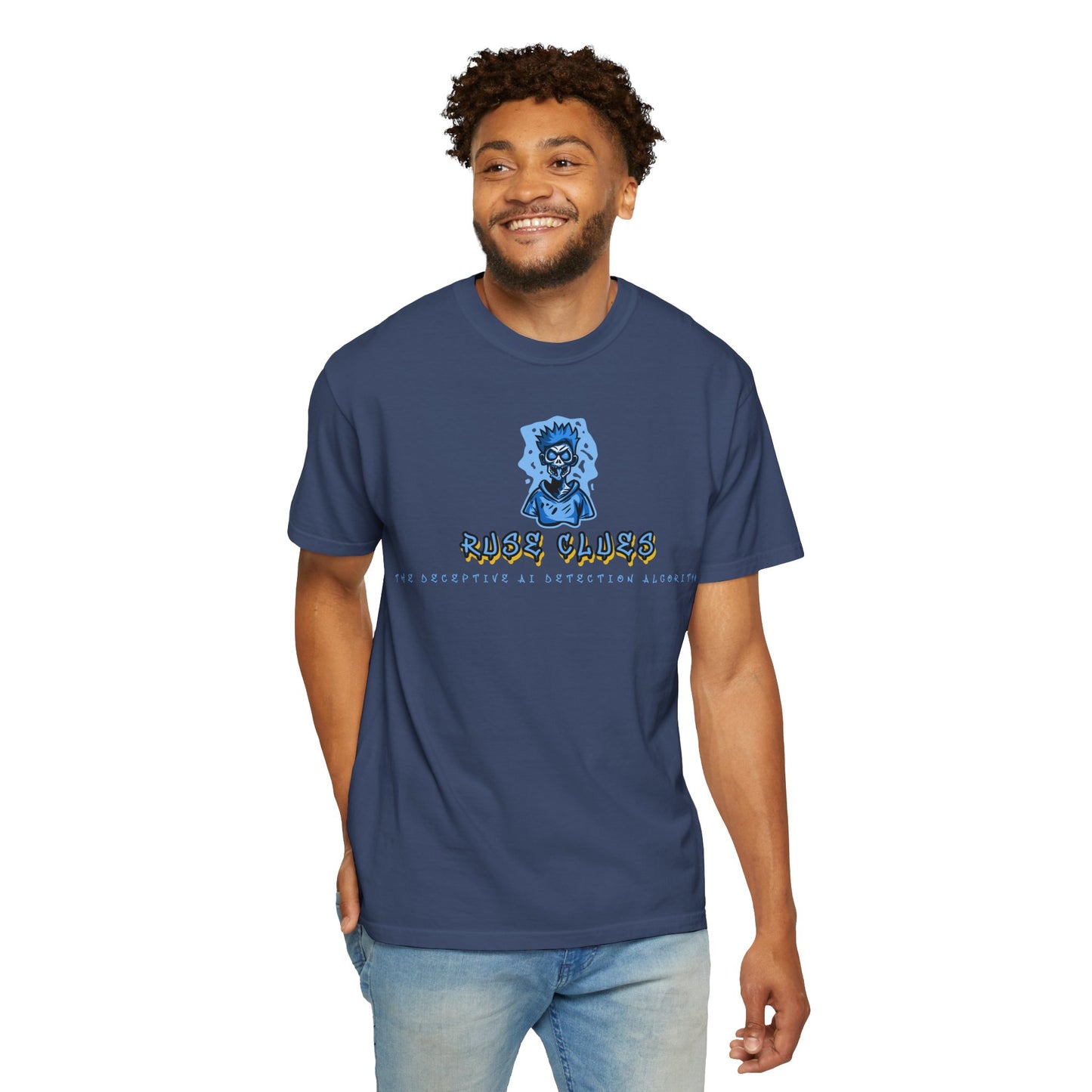 Unisex Garment-Dyed Ruse Clues™ T-shirt - Casual Style for Everyday Wear, Perfect Gift for Music Lovers, Summer Vibe, Graphic Tee