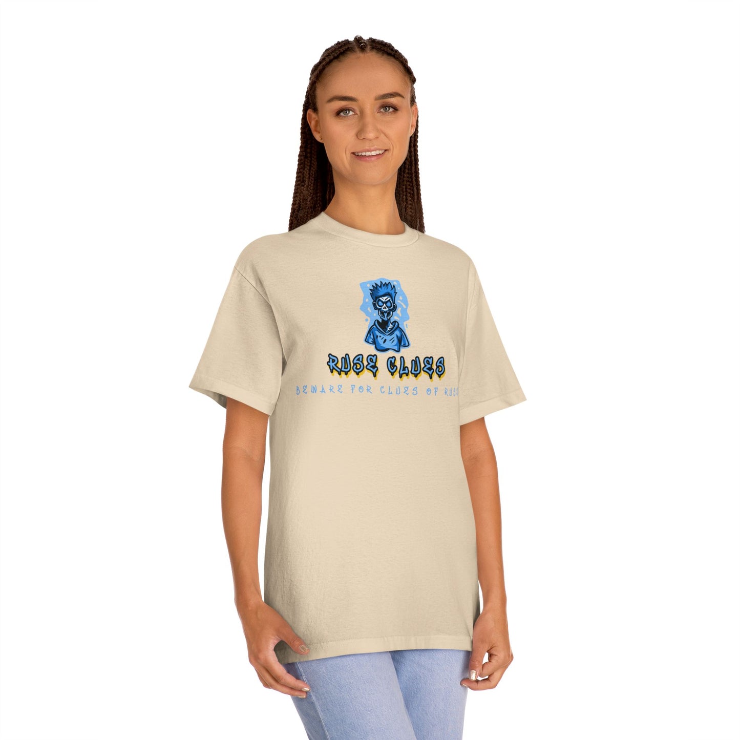 Unisex Classic Ruse Clues Graphic Tee, Edgy Streetwear, Casual Wear, Gifts for Him/Her, Unique Vintage Shirt, Youthful Style