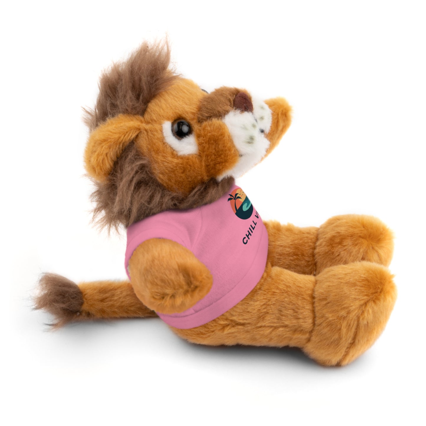 Chill Vibes Stuffed Animal, Cute Gift for Kids, Plush Toy with Tee, Birthday Present, Cozy Home Decor, Baby Shower Gift
