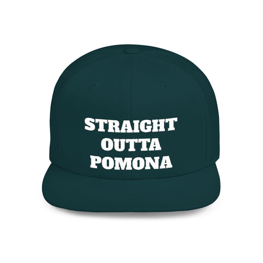 Straight Outta Pomona Flat Bill Snapback Cap, Cool Snapback Hat, Urban Fashion Accessory, Gift for Trendsetters, Streetwear Style