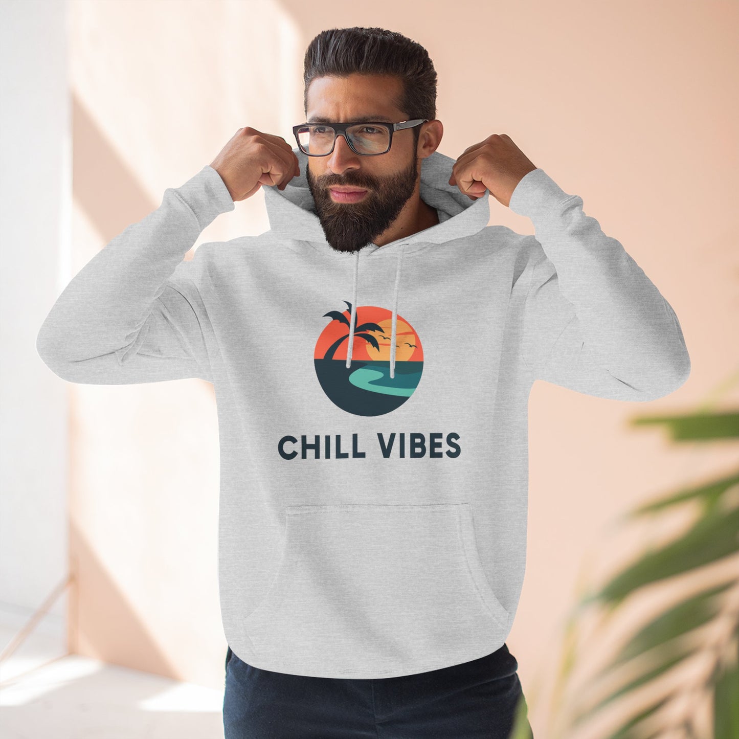 Chill Vibes Fleece Hoodie | Cozy Sweatshirt for Relaxed Days, Perfect Gift for Beach Lovers, Summer Nights, Casual Wear, Travel