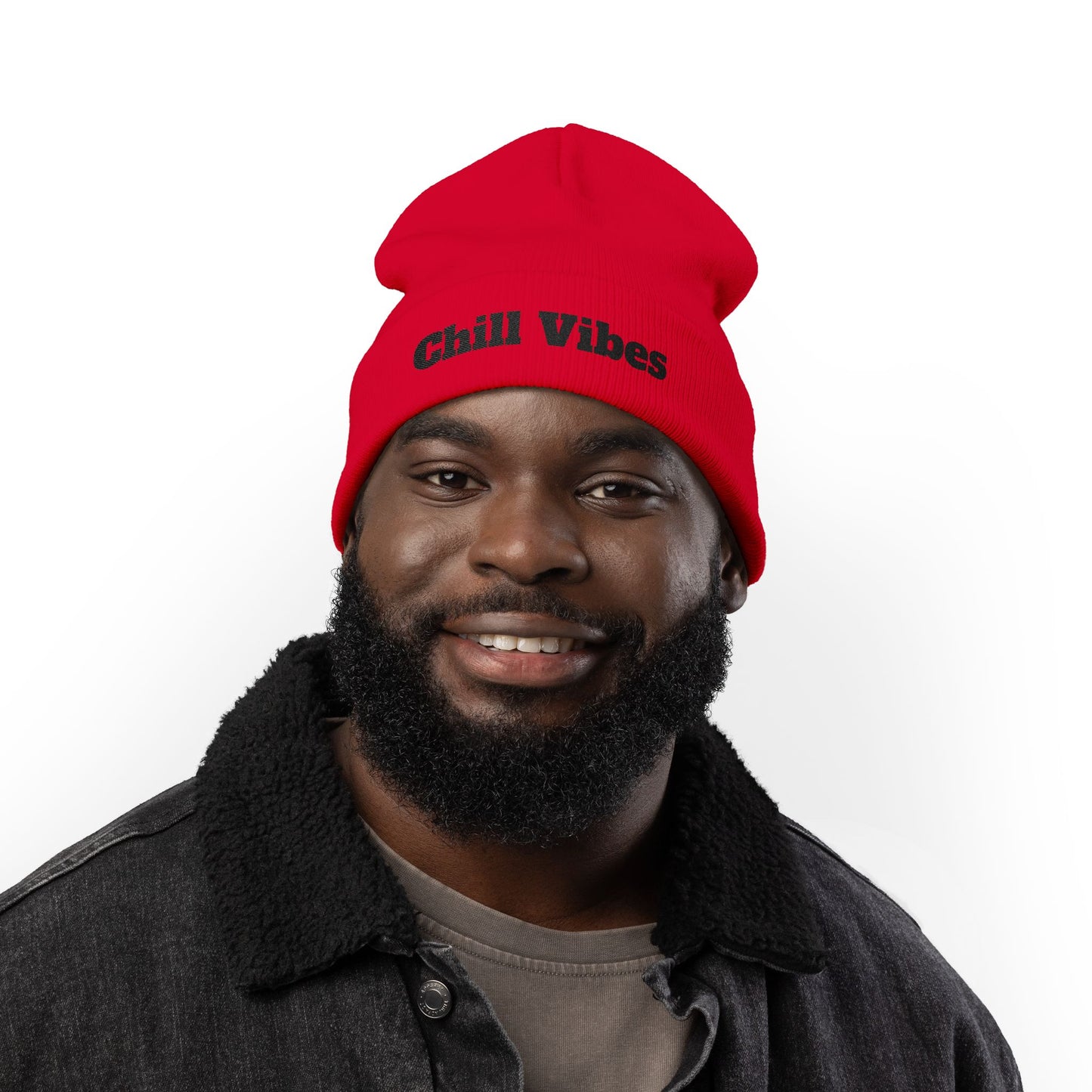 Chill Vibes Knit Beanie, Winter Hat, Cozy Accessories, Gift for Him/Her, Embroidered Beanie, Casual Headwear