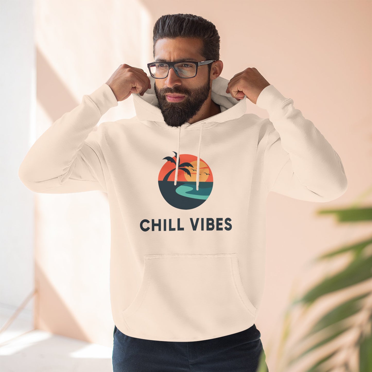 Chill Vibes Fleece Hoodie | Cozy Sweatshirt for Relaxed Days, Perfect Gift for Beach Lovers, Summer Nights, Casual Wear, Travel