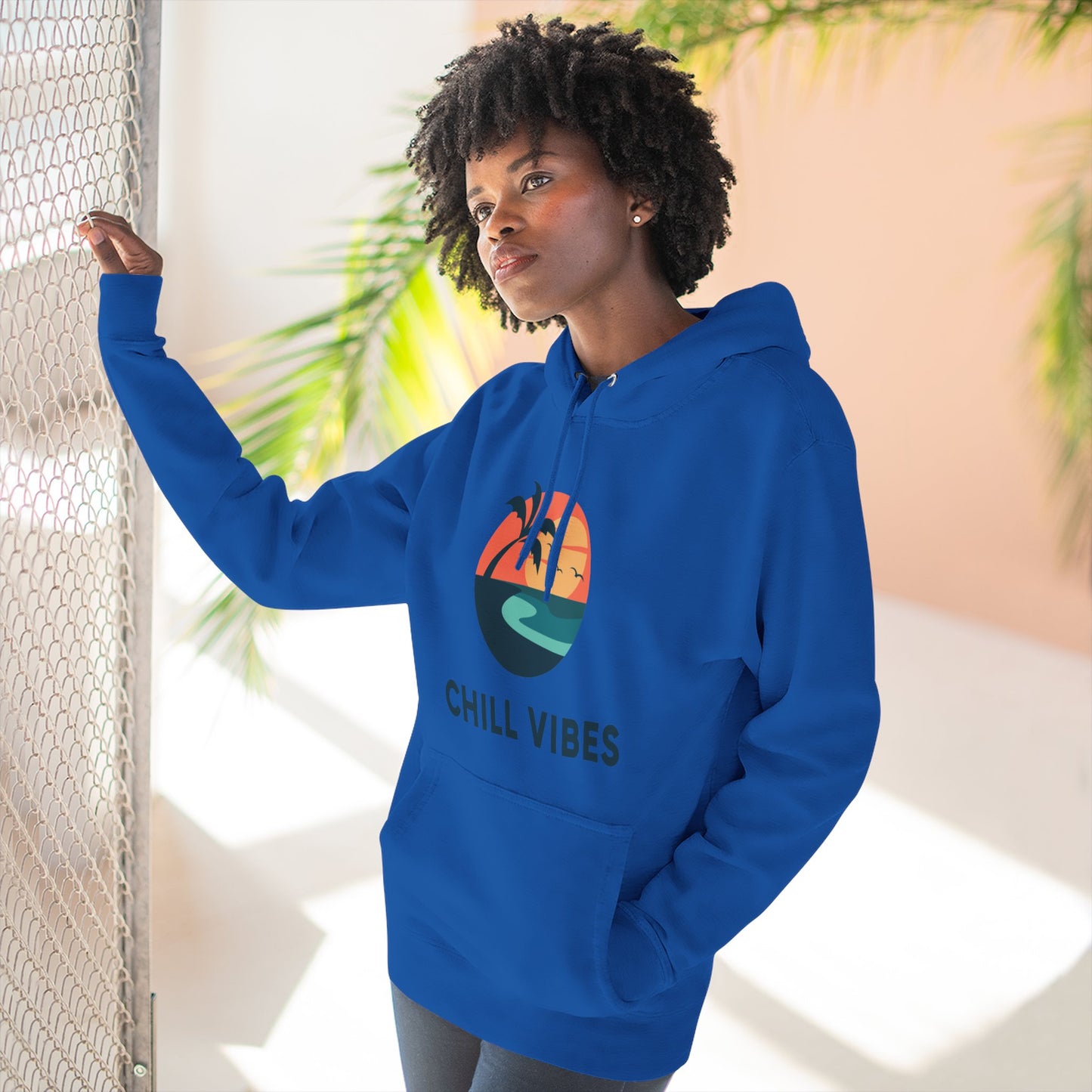 Chill Vibes Fleece Hoodie | Cozy Sweatshirt for Relaxed Days, Perfect Gift for Beach Lovers, Summer Nights, Casual Wear, Travel
