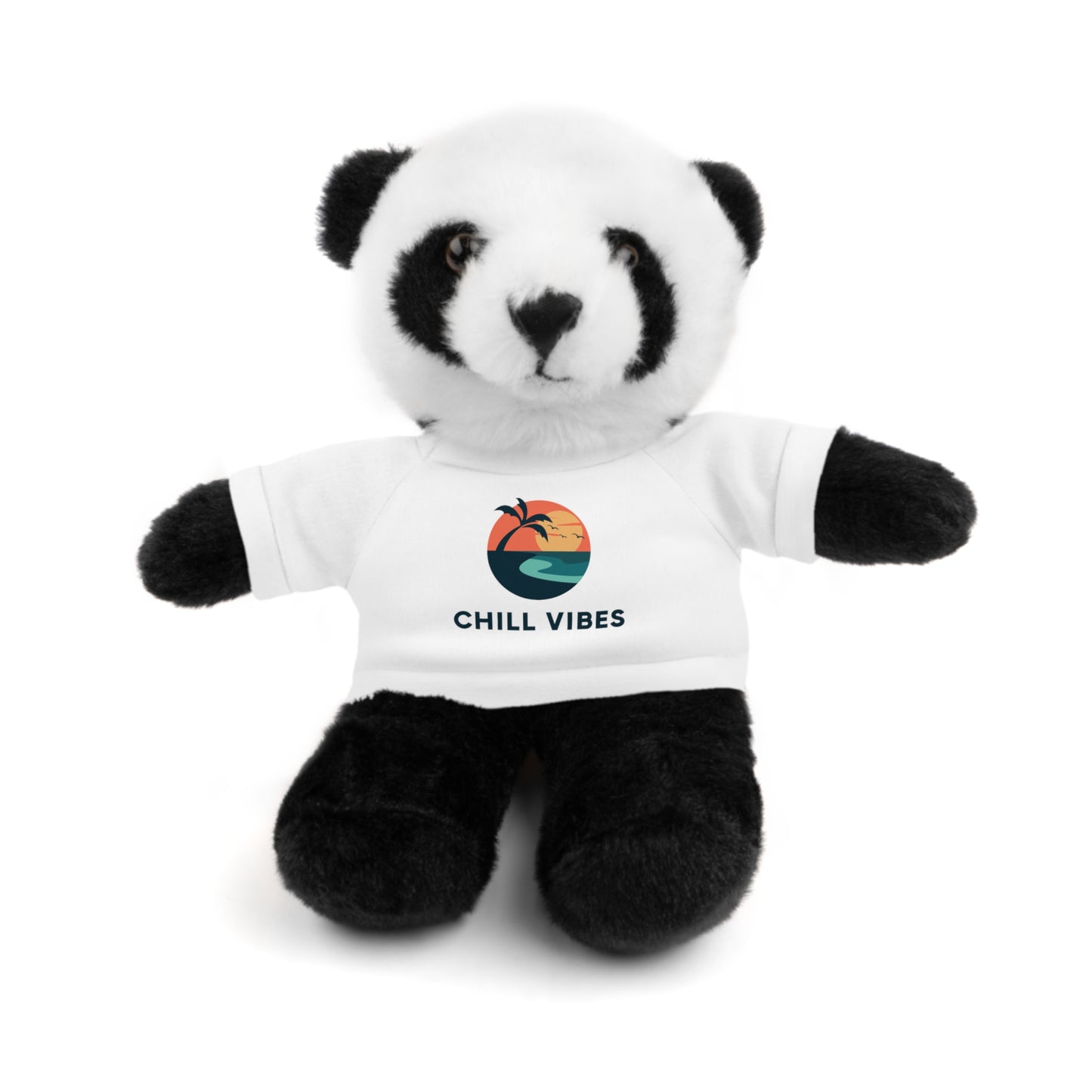 Chill Vibes Stuffed Animal, Cute Gift for Kids, Plush Toy with Tee, Birthday Present, Cozy Home Decor, Baby Shower Gift