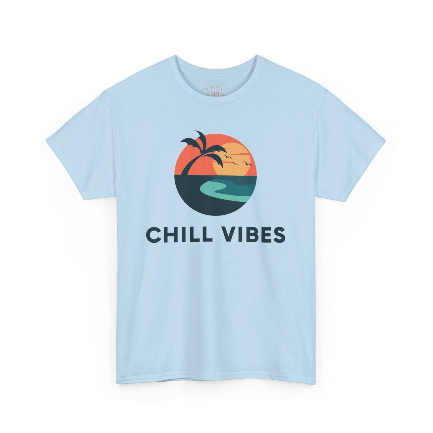 Chill Vibes Unisex Heavy Cotton Tee, Relaxed Fit T-Shirt, Summer Apparel, Beachwear, Gift for Him/Her, Casual Style