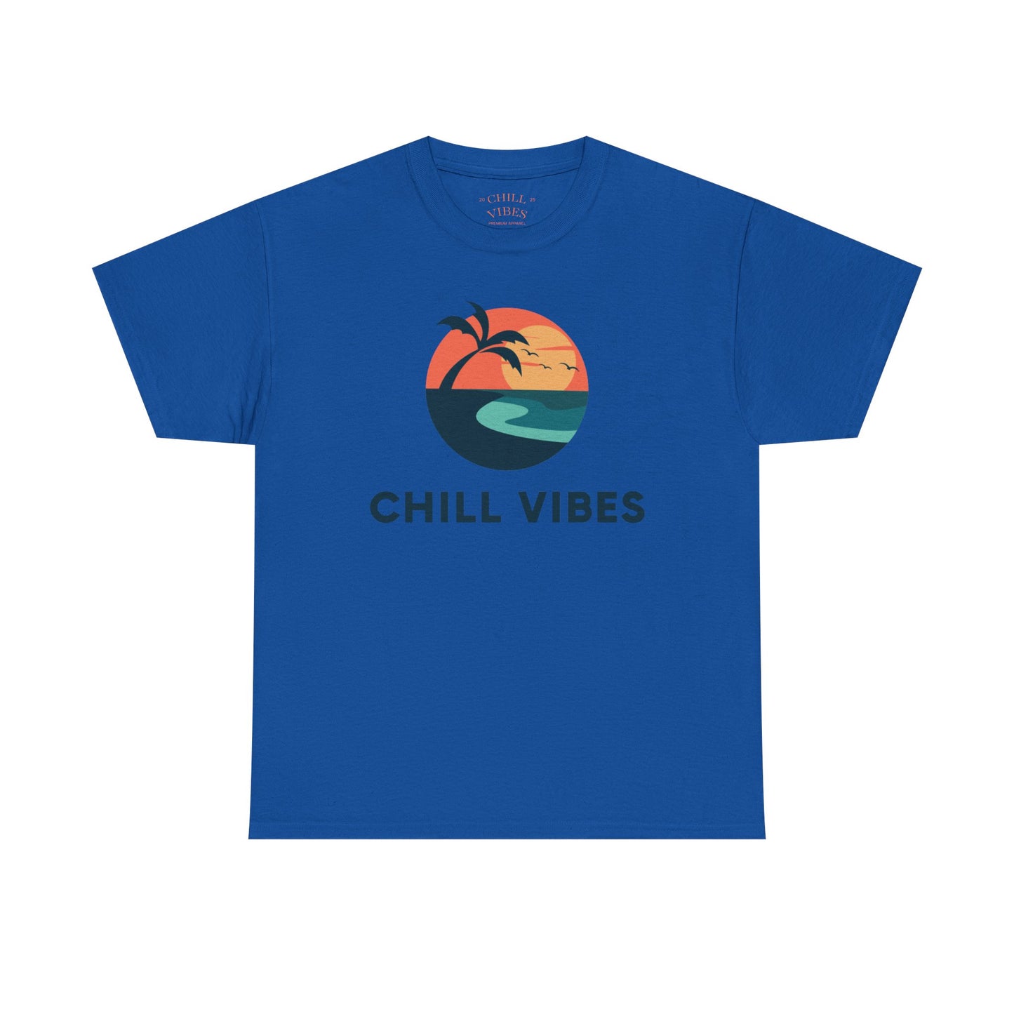 Chill Vibes Unisex Heavy Cotton Tee, Relaxed Fit T-Shirt, Summer Apparel, Beachwear, Gift for Him/Her, Casual Style
