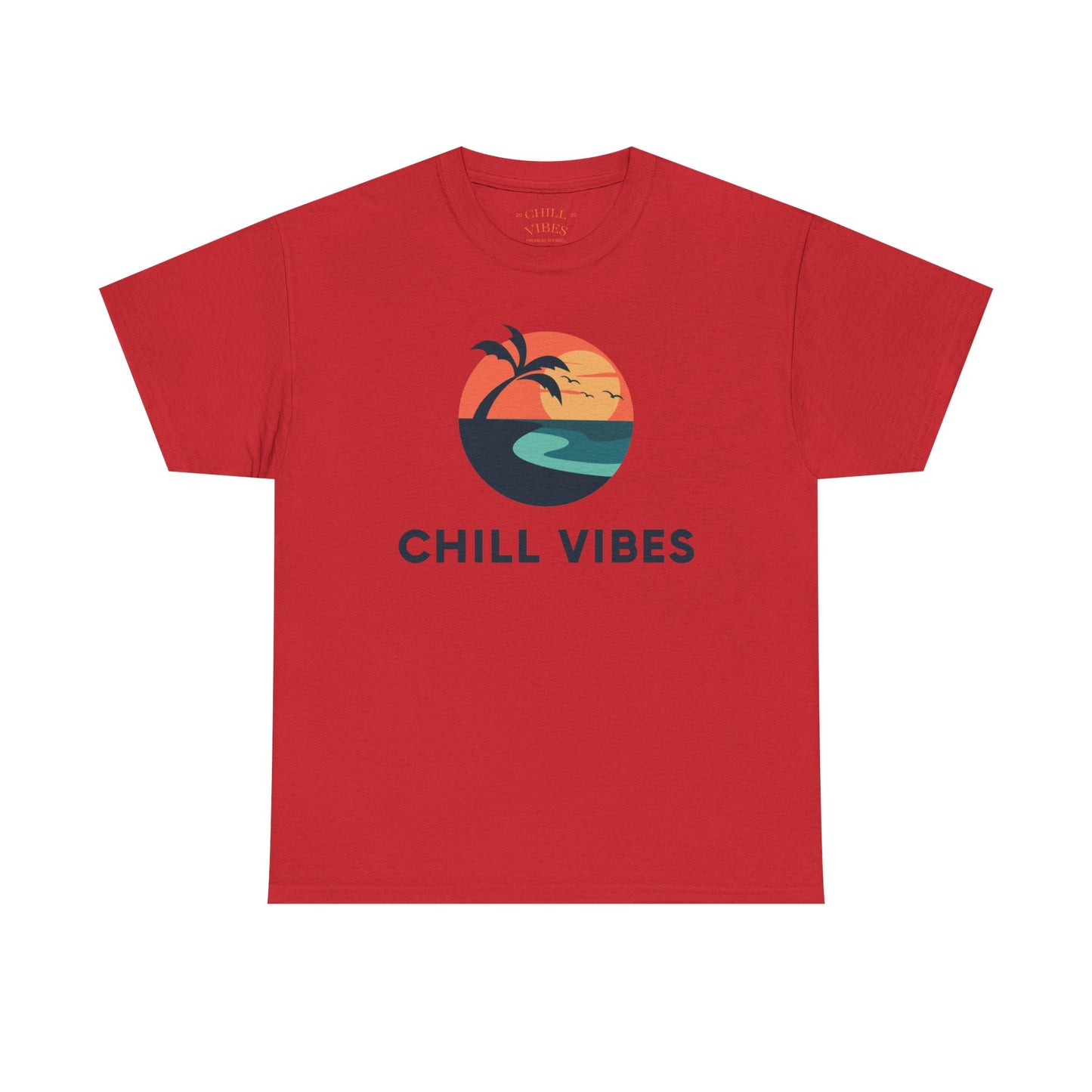 Chill Vibes Unisex Heavy Cotton Tee, Relaxed Fit T-Shirt, Summer Apparel, Beachwear, Gift for Him/Her, Casual Style