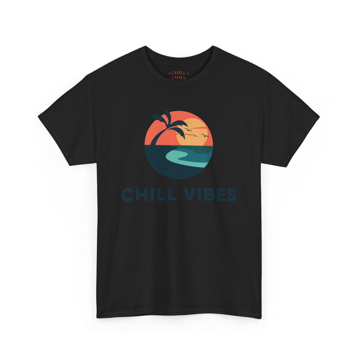 Chill Vibes Unisex Heavy Cotton Tee, Relaxed Fit T-Shirt, Summer Apparel, Beachwear, Gift for Him/Her, Casual Style