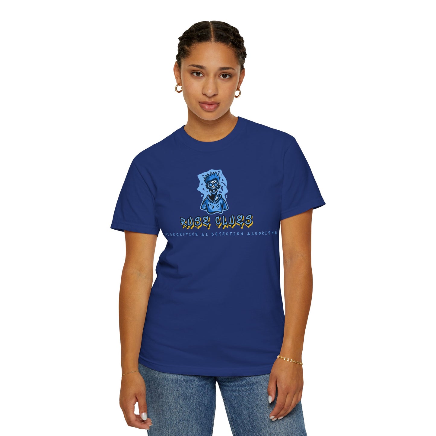 Unisex Garment-Dyed Ruse Clues™ T-shirt - Casual Style for Everyday Wear, Perfect Gift for Music Lovers, Summer Vibe, Graphic Tee