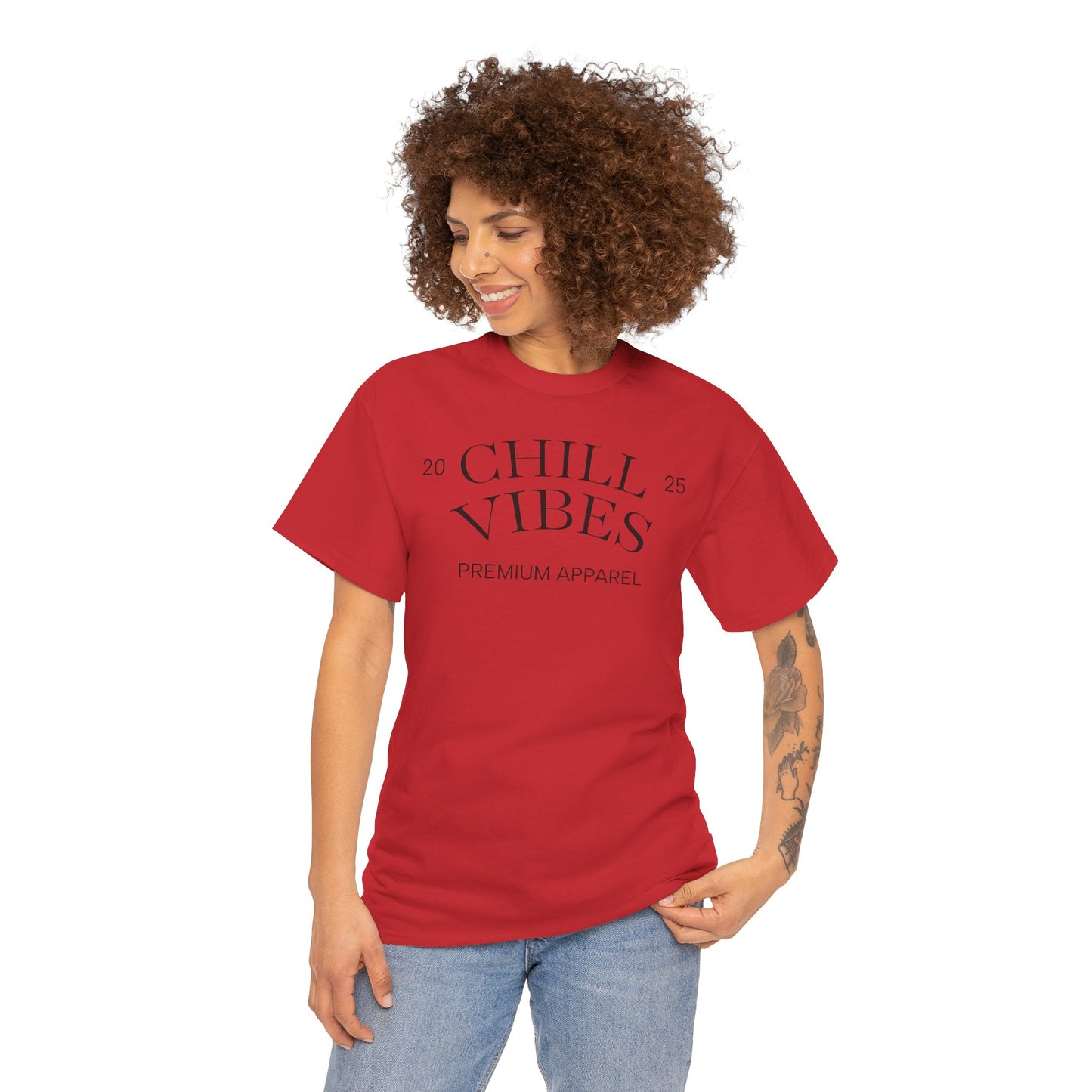 Chill Vibes Unisex Heavy Cotton Tee, Relaxed Wear, Casual Outfit, Gift for Friends, Everyday Style, Chill Apparel