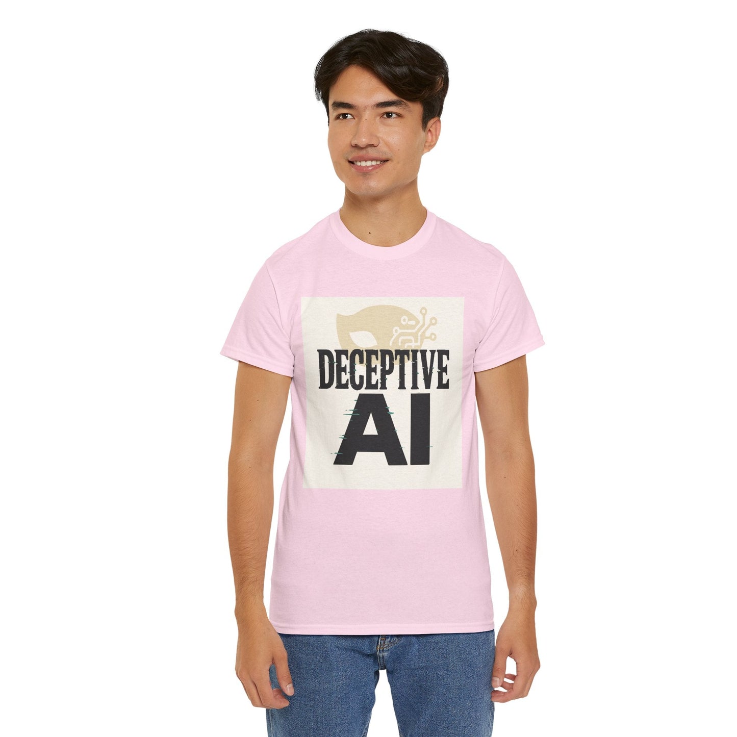 Deceptive AI Unisex Heavy Cotton Ruse Clues® Tee - Bold Graphic Tee for Tech Enthusiasts