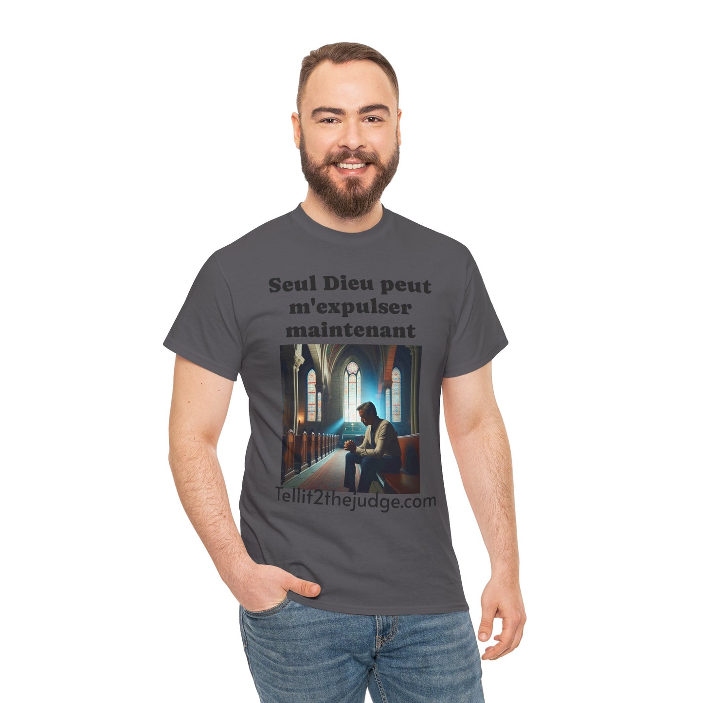 Unisex Heavy Cotton Only God Can Deport Me Now in French "Tellit2thejudge.com" Tee, Faith-Based Shirt, Comfortable Everyday Wear, Perfect for Gifting, Spiritual [...]