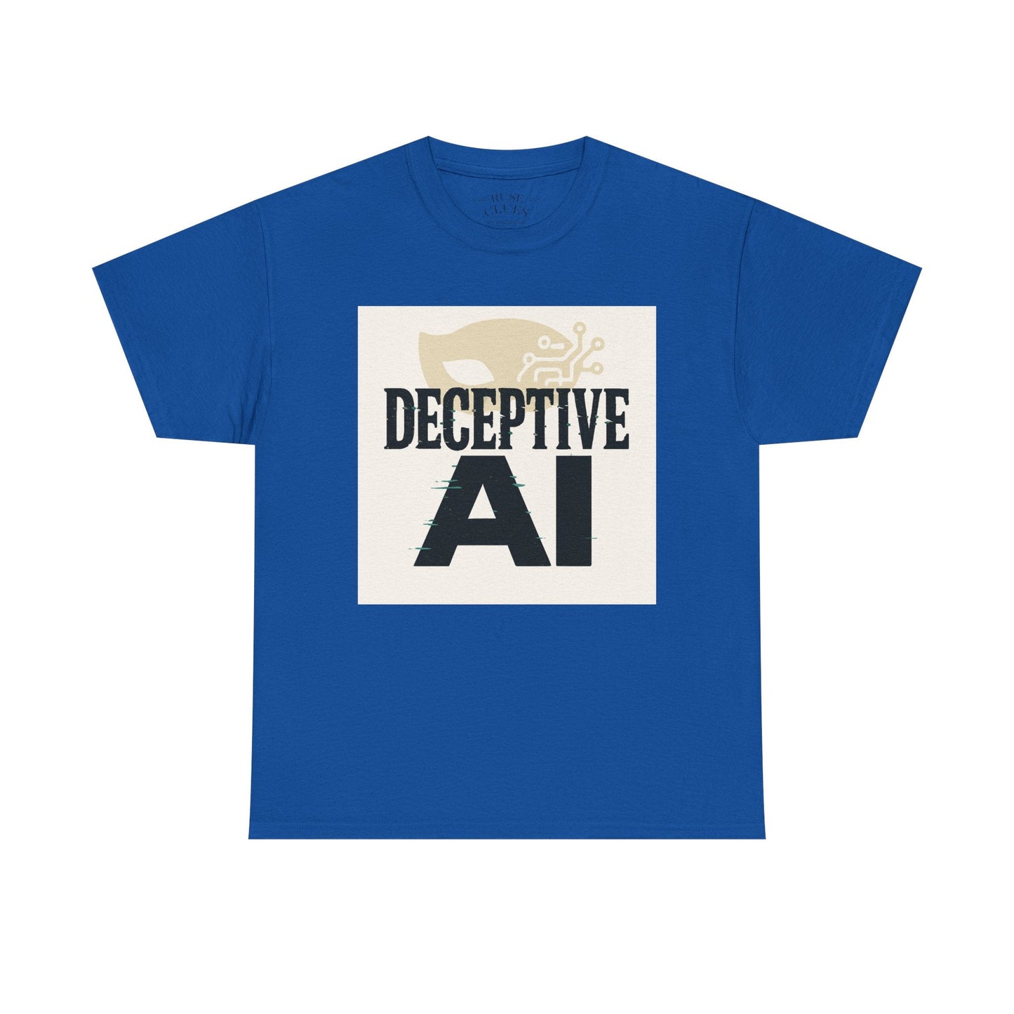 Deceptive AI Unisex Heavy Cotton Ruse Clues® Tee - Bold Graphic Tee for Tech Enthusiasts