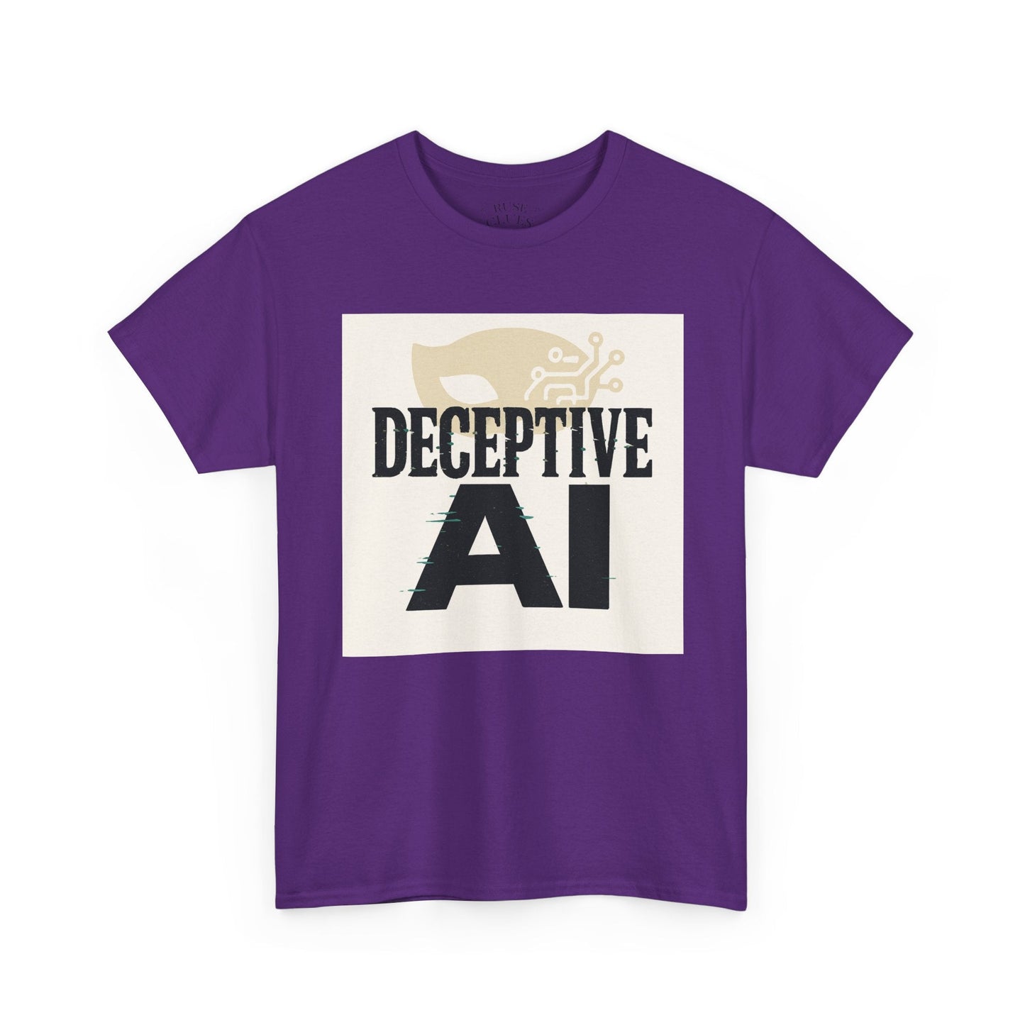 Deceptive AI Unisex Heavy Cotton Ruse Clues® Tee - Bold Graphic Tee for Tech Enthusiasts