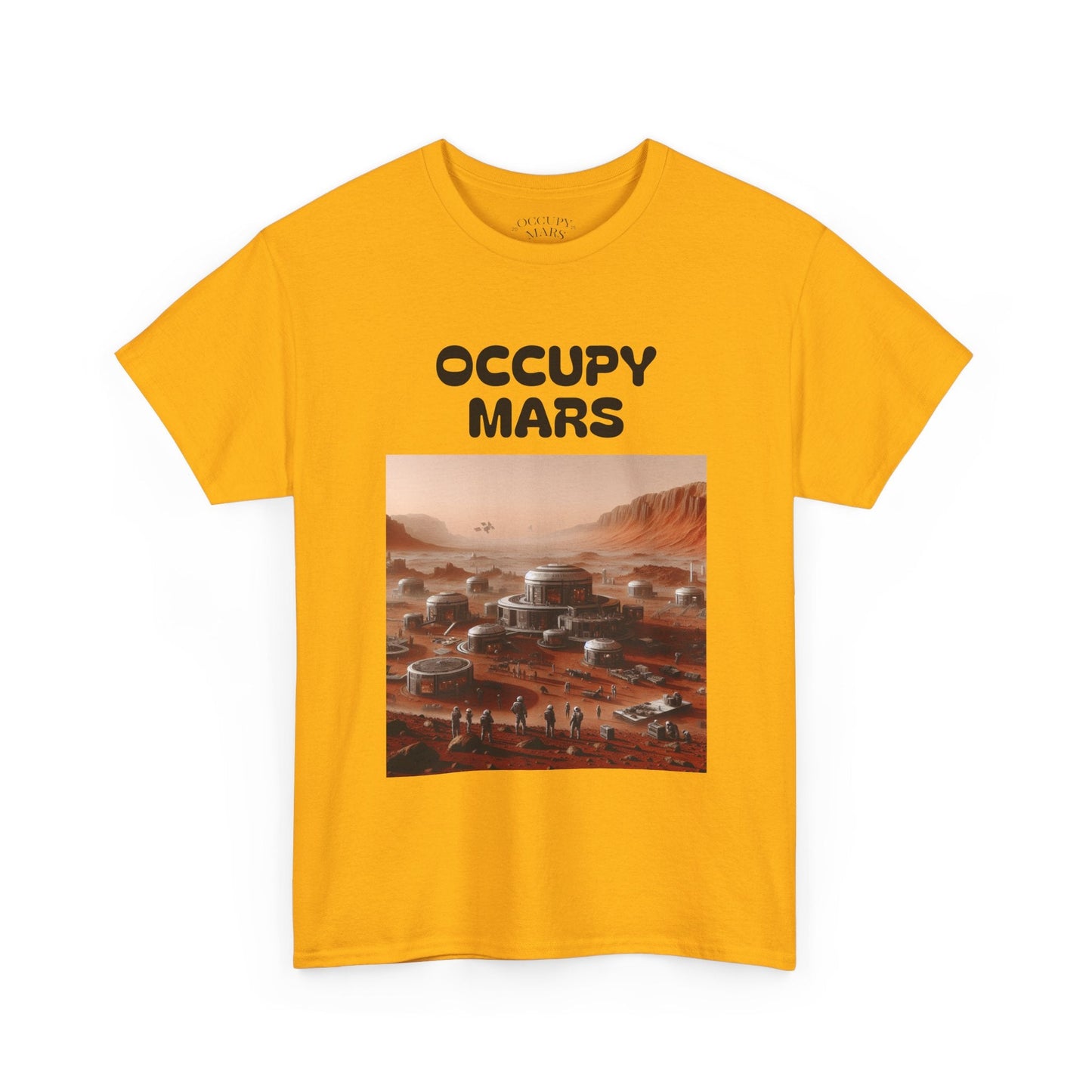 Occupy Mars™ Unisex Heavy Cotton Tee - Futuristic Space Shirt for Sci-Fi Lovers, Visionary Gift, Casual Wear, Trendy Apparel