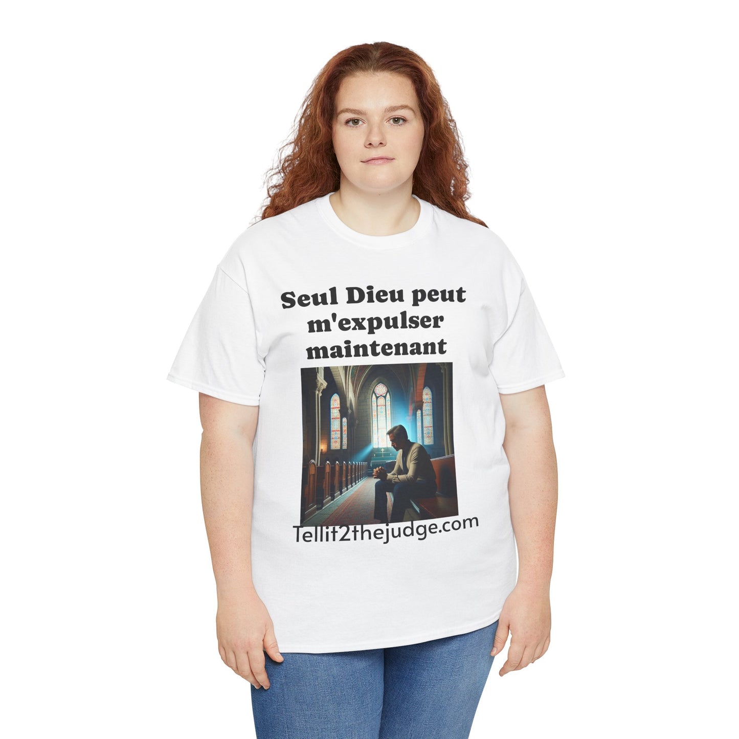 Unisex Heavy Cotton Only God Can Deport Me Now in French "Tellit2thejudge.com" Tee, Faith-Based Shirt, Comfortable Everyday Wear, Perfect for Gifting, Spiritual [...]