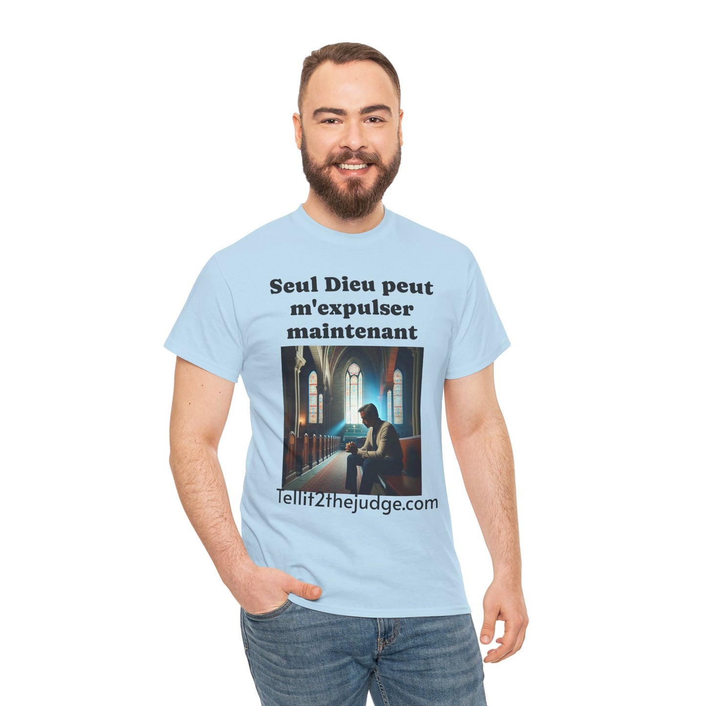 Unisex Heavy Cotton Only God Can Deport Me Now in French "Tellit2thejudge.com®" Tee, Faith-Based Shirt, Comfortable Everyday Wear, Perfect for Gifting, Spiritual [...]