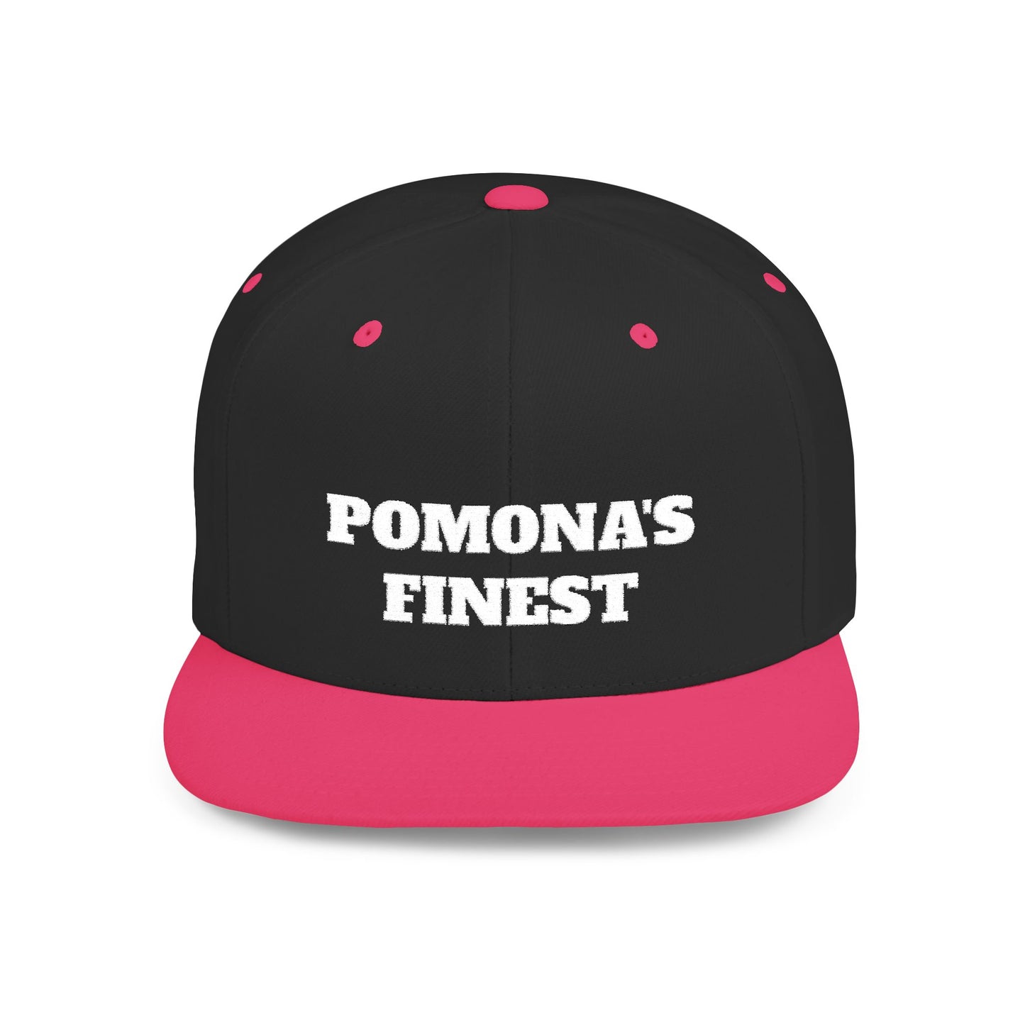 Pomona's Finest™ Flat Bill Snapback Cap, Cool Snapback Hat, Urban Fashion Accessory, Gift for Trendsetters, Streetwear Style