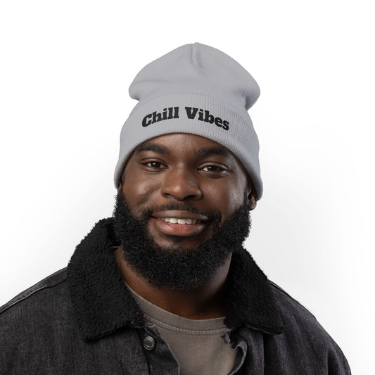 Chill Vibes Knit Beanie, Winter Hat, Cozy Accessories, Gift for Him/Her, Embroidered Beanie, Casual Headwear