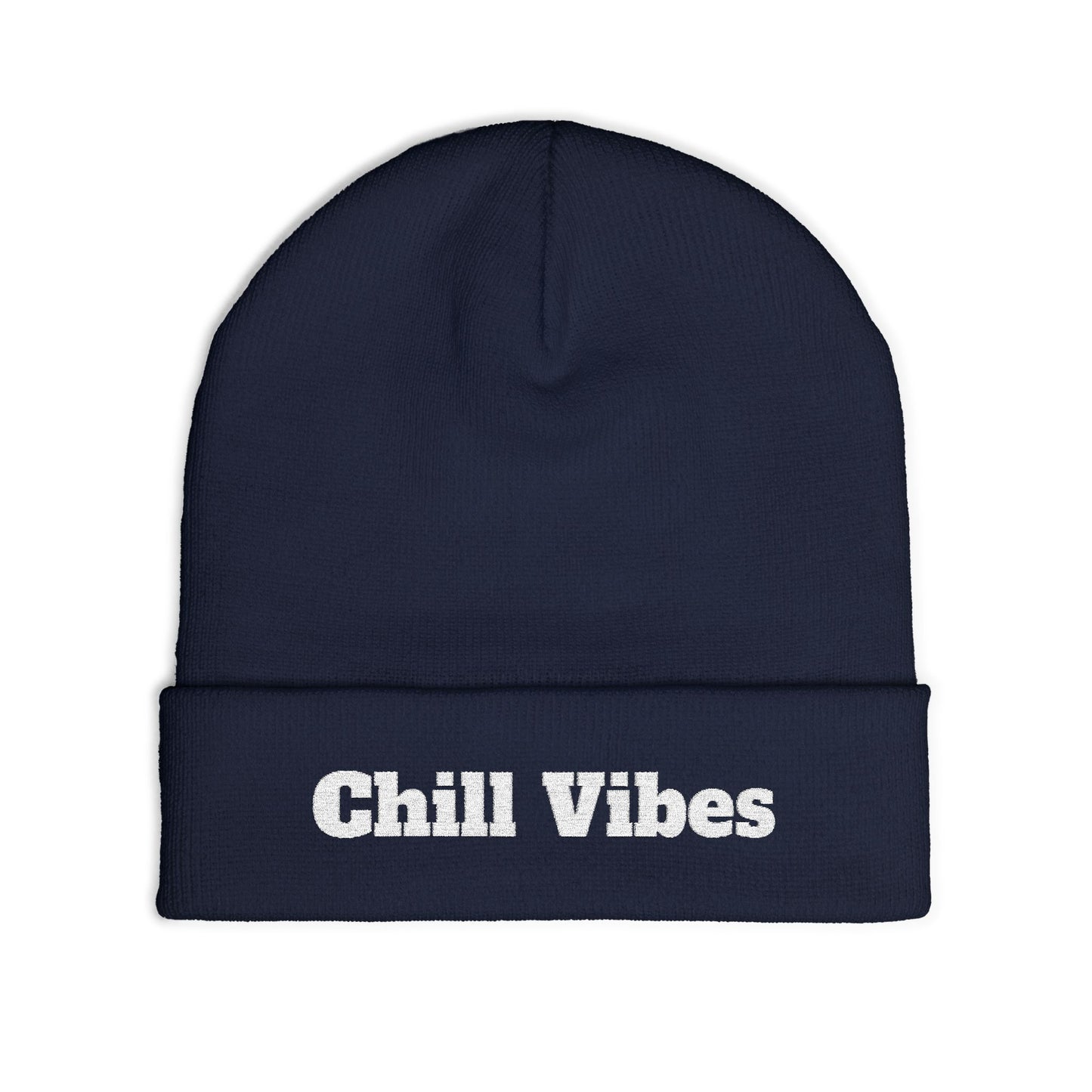Chill Vibes Knit Beanie - Cozy Embroidered Winter Hat, Gift for Him, Her, Casual Style, Outdoor Activities, Perfect for Cold Weather