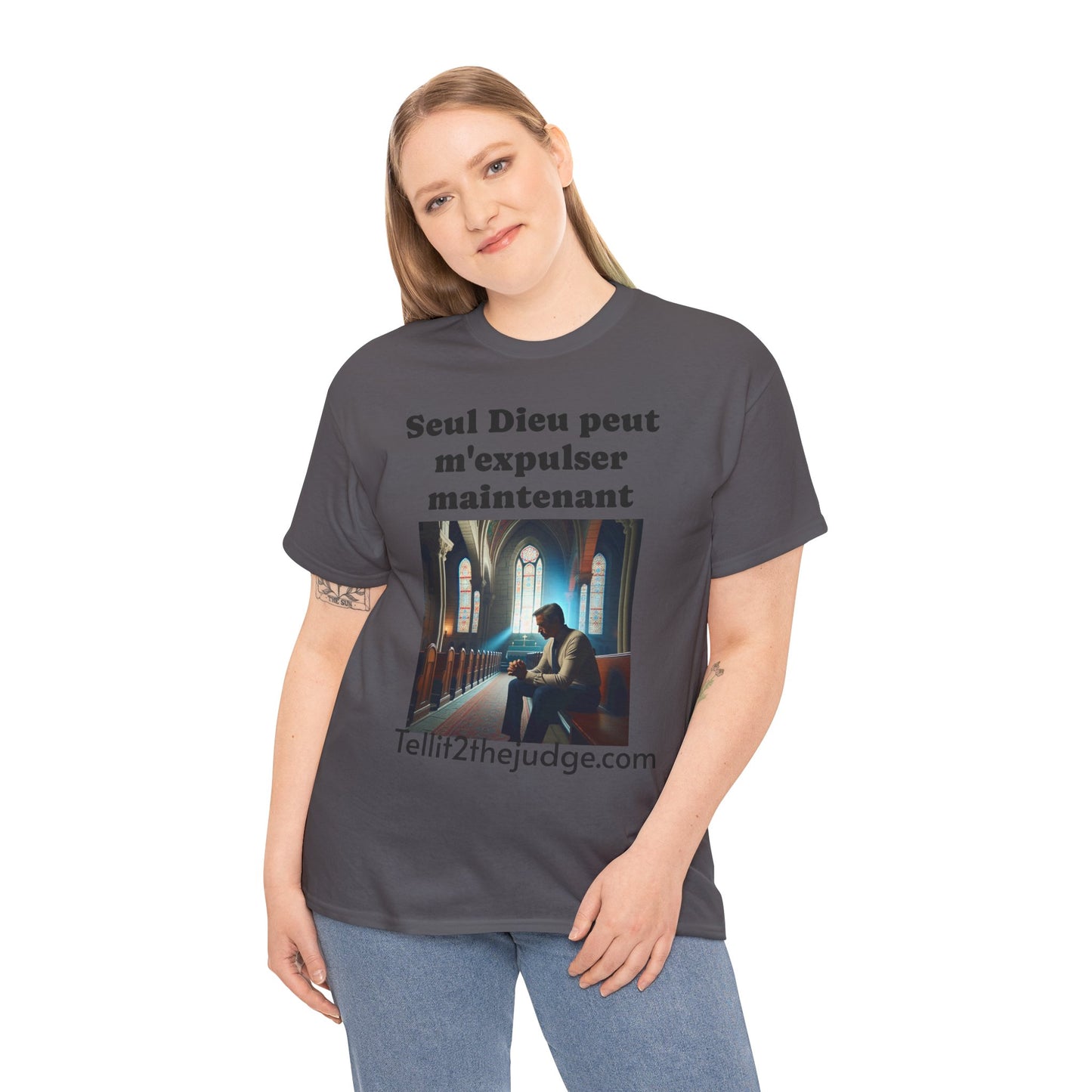 Unisex Heavy Cotton Only God Can Deport Me Now in French "Tellit2thejudge.com" Tee, Faith-Based Shirt, Comfortable Everyday Wear, Perfect for Gifting, Spiritual [...]