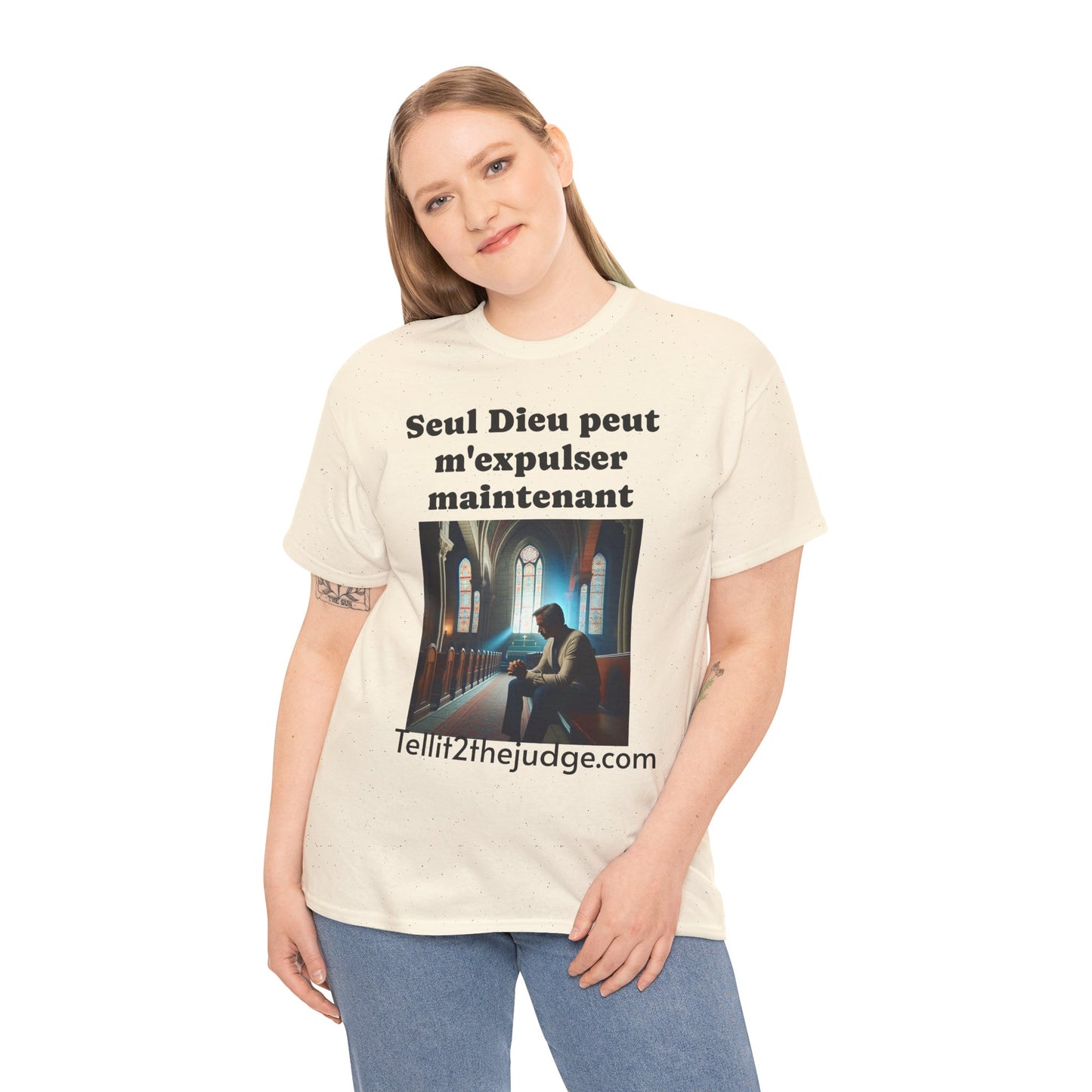 Unisex Heavy Cotton Only God Can Deport Me Now in French "Tellit2thejudge.com" Tee, Faith-Based Shirt, Comfortable Everyday Wear, Perfect for Gifting, Spiritual [...]
