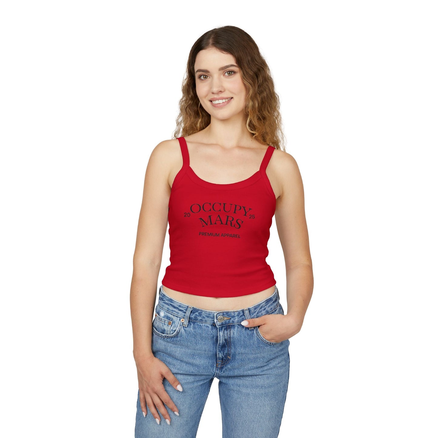 Occupy Mars™ Spaghetti Strap Tank Top, Trendy Crop Top, Summer Fashion, Space Lover Gift, Casual Wear, Festival Outfit