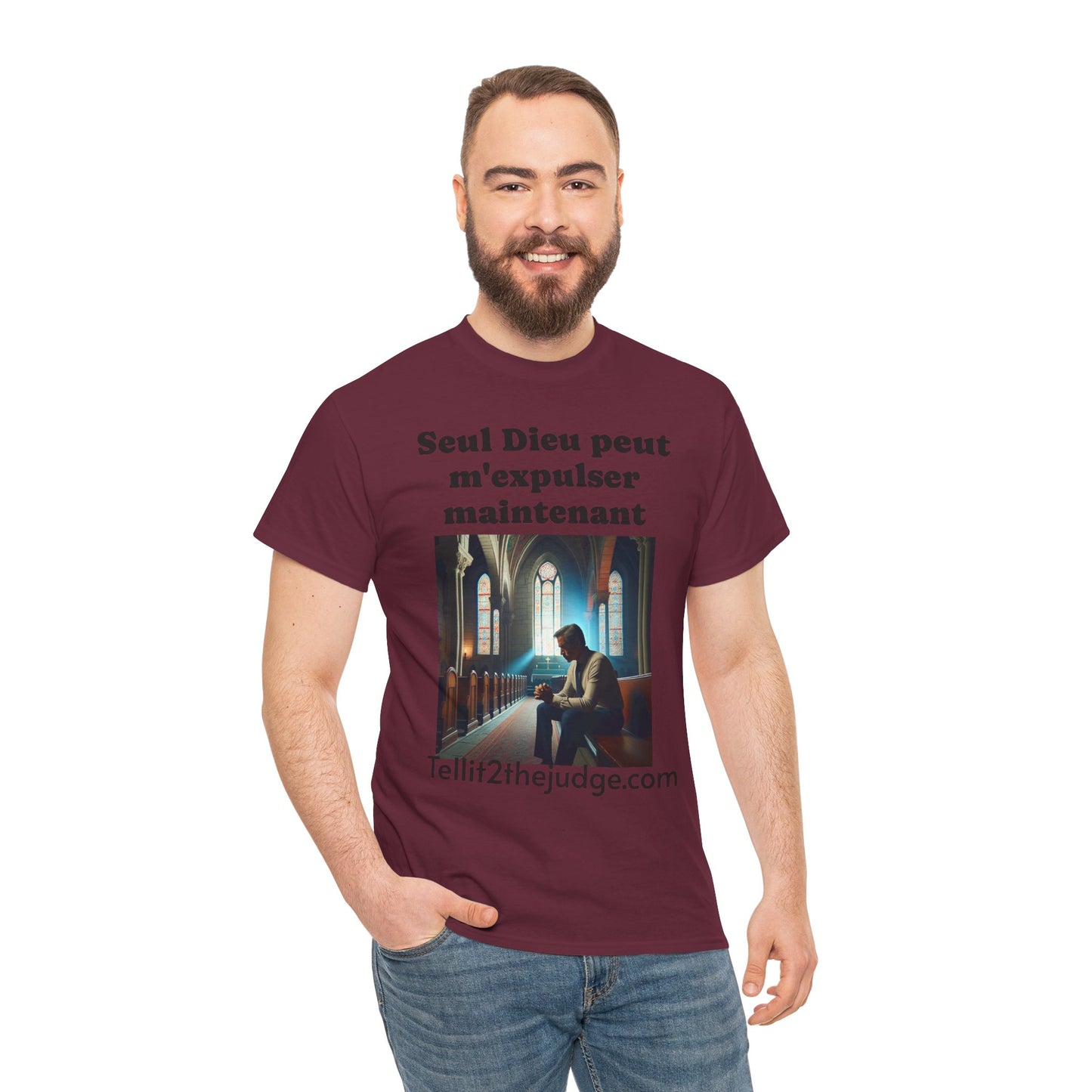 Unisex Heavy Cotton Only God Can Deport Me Now in French "Tellit2thejudge.com" Tee, Faith-Based Shirt, Comfortable Everyday Wear, Perfect for Gifting, Spiritual [...]