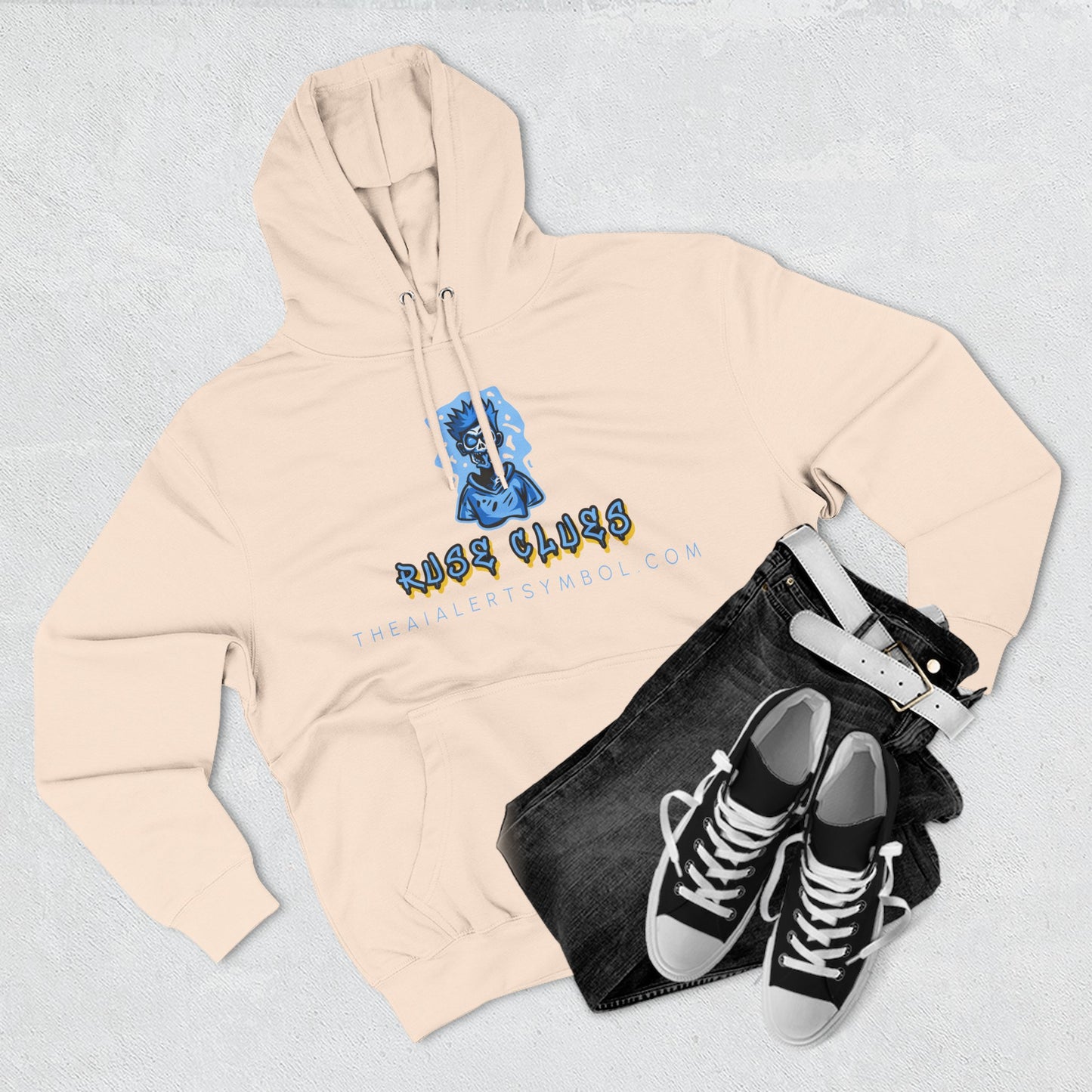 Ruse Clues® Hoodie — Blue Graphic Fleece Pullover