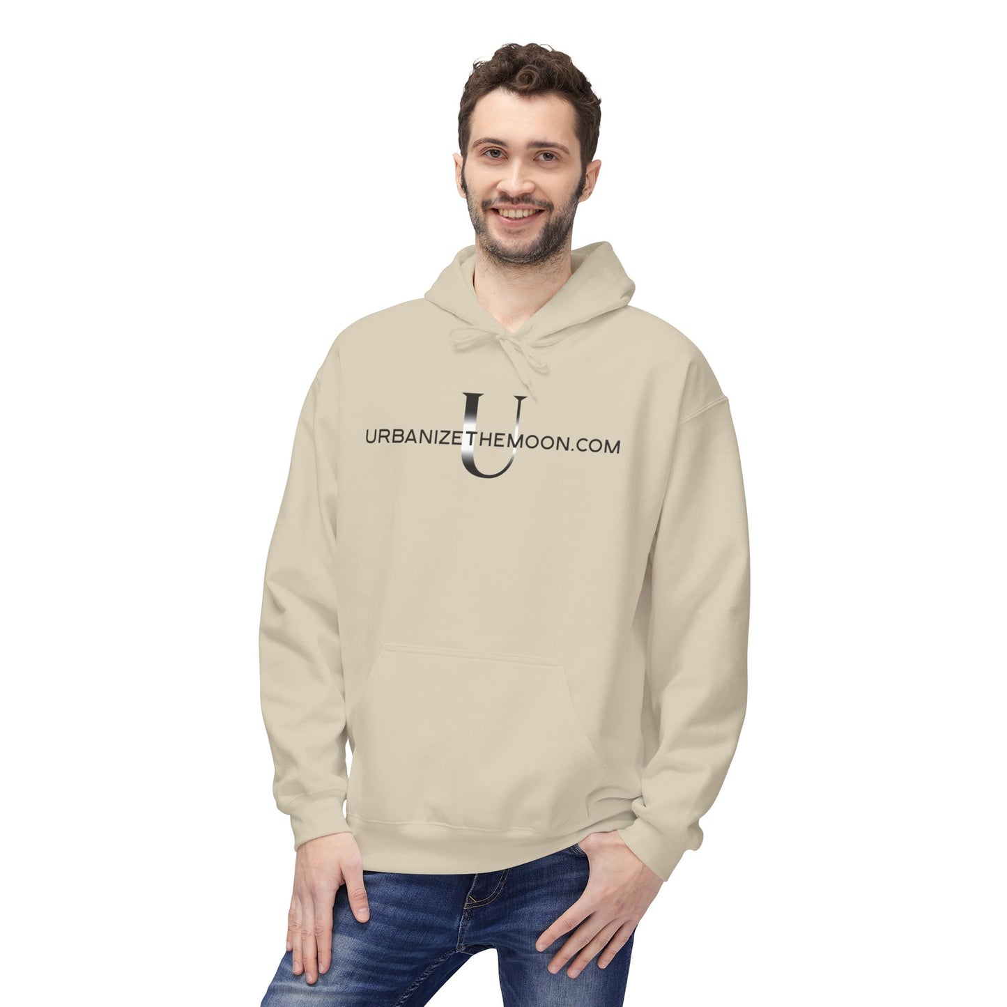 UrbanizeTheMoon.com™ Logo Hoodie — Minimal Moon Graphic Pullover