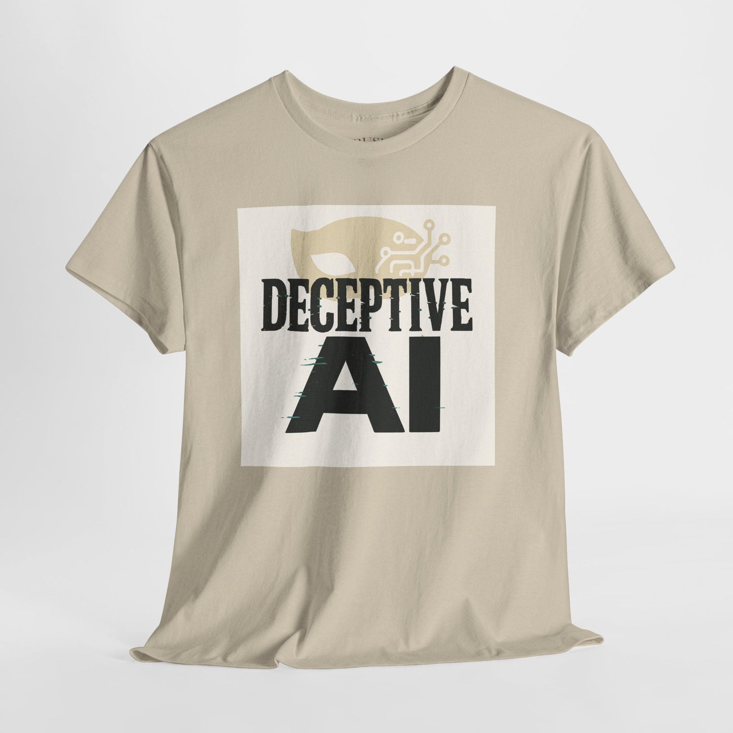 Deceptive AI Unisex Heavy Cotton Ruse Clues® Tee - Bold Graphic Tee for Tech Enthusiasts