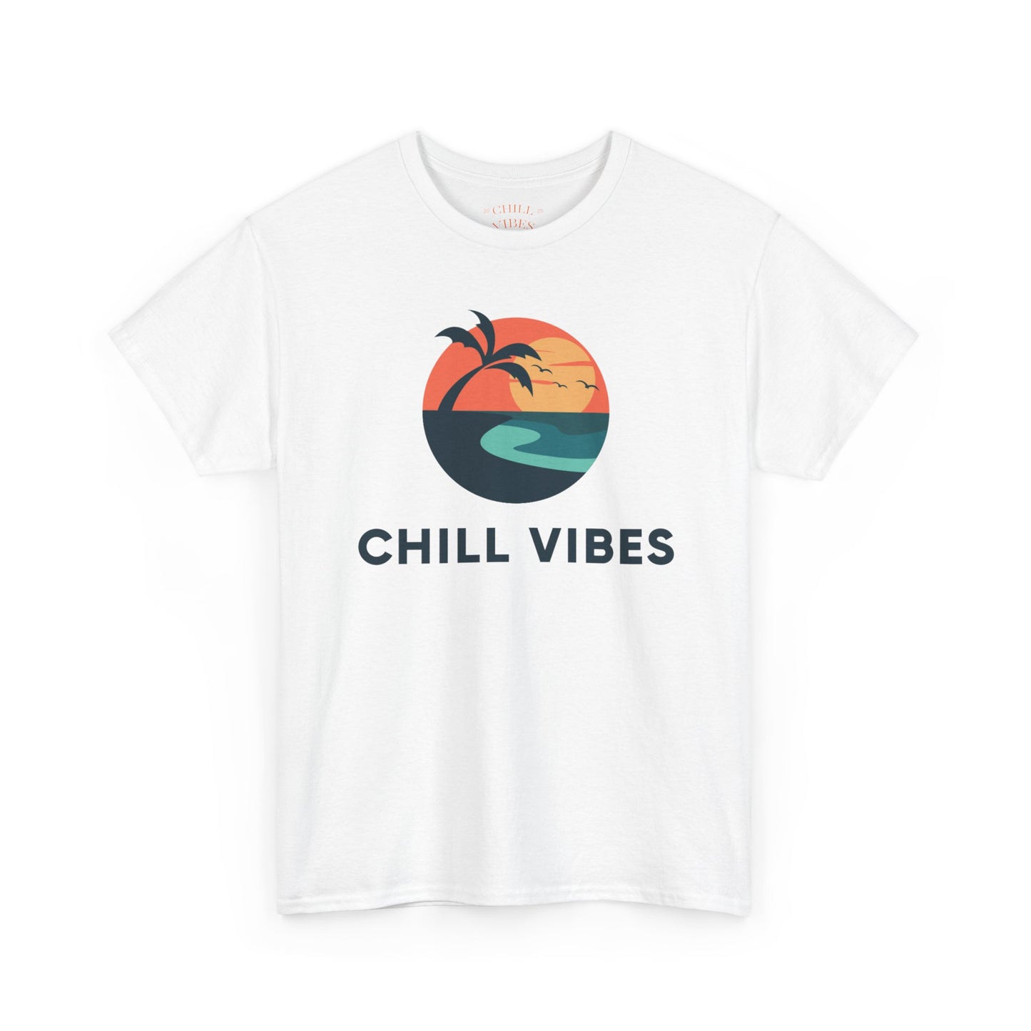 Chill Vibes™ Unisex Heavy Cotton Tee, Relaxed Fit T-Shirt, Summer Apparel, Beachwear, Gift for Him/Her, Casual Style