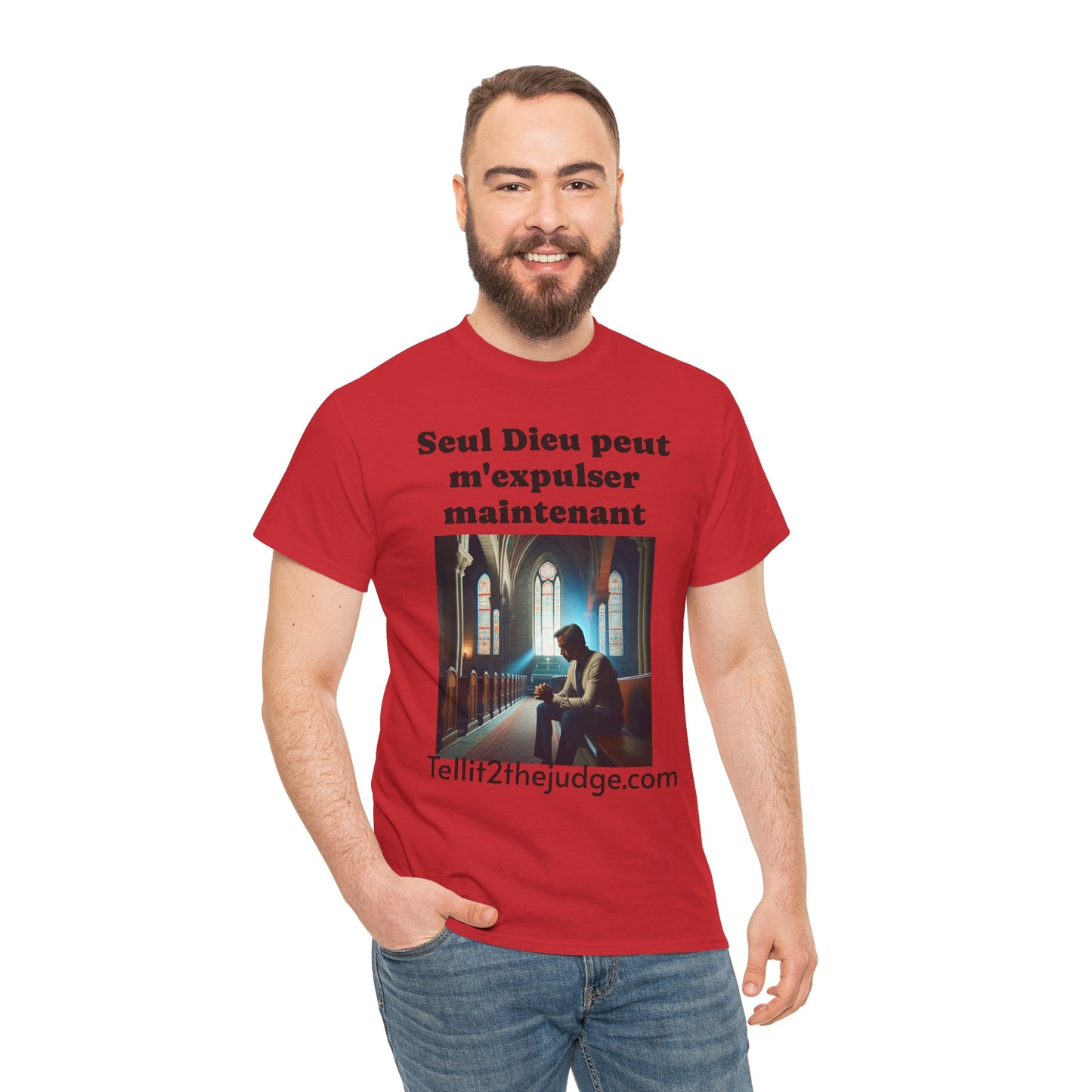 Unisex Heavy Cotton Only God Can Deport Me Now in French "Tellit2thejudge.com" Tee, Faith-Based Shirt, Comfortable Everyday Wear, Perfect for Gifting, Spiritual [...]