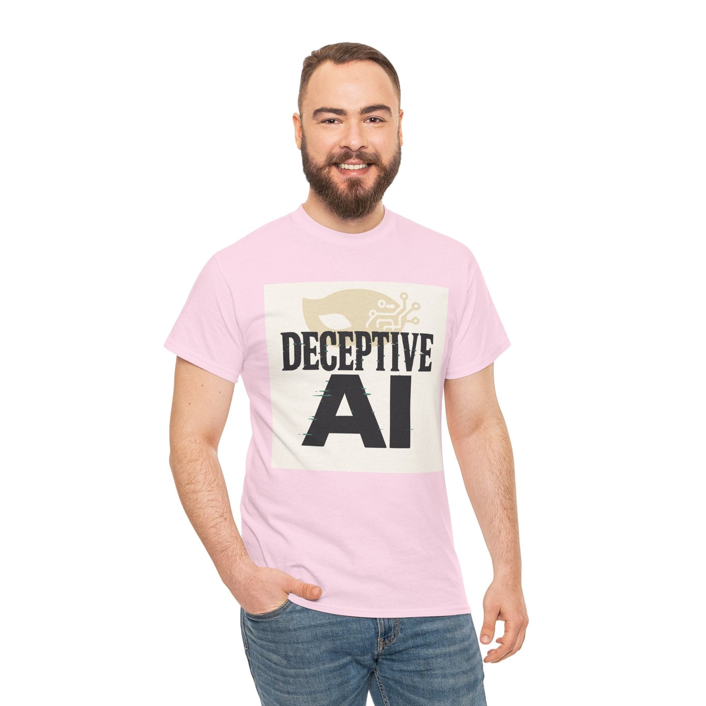 Deceptive AI Unisex Heavy Cotton Ruse Clues® Tee - Bold Graphic Tee for Tech Enthusiasts