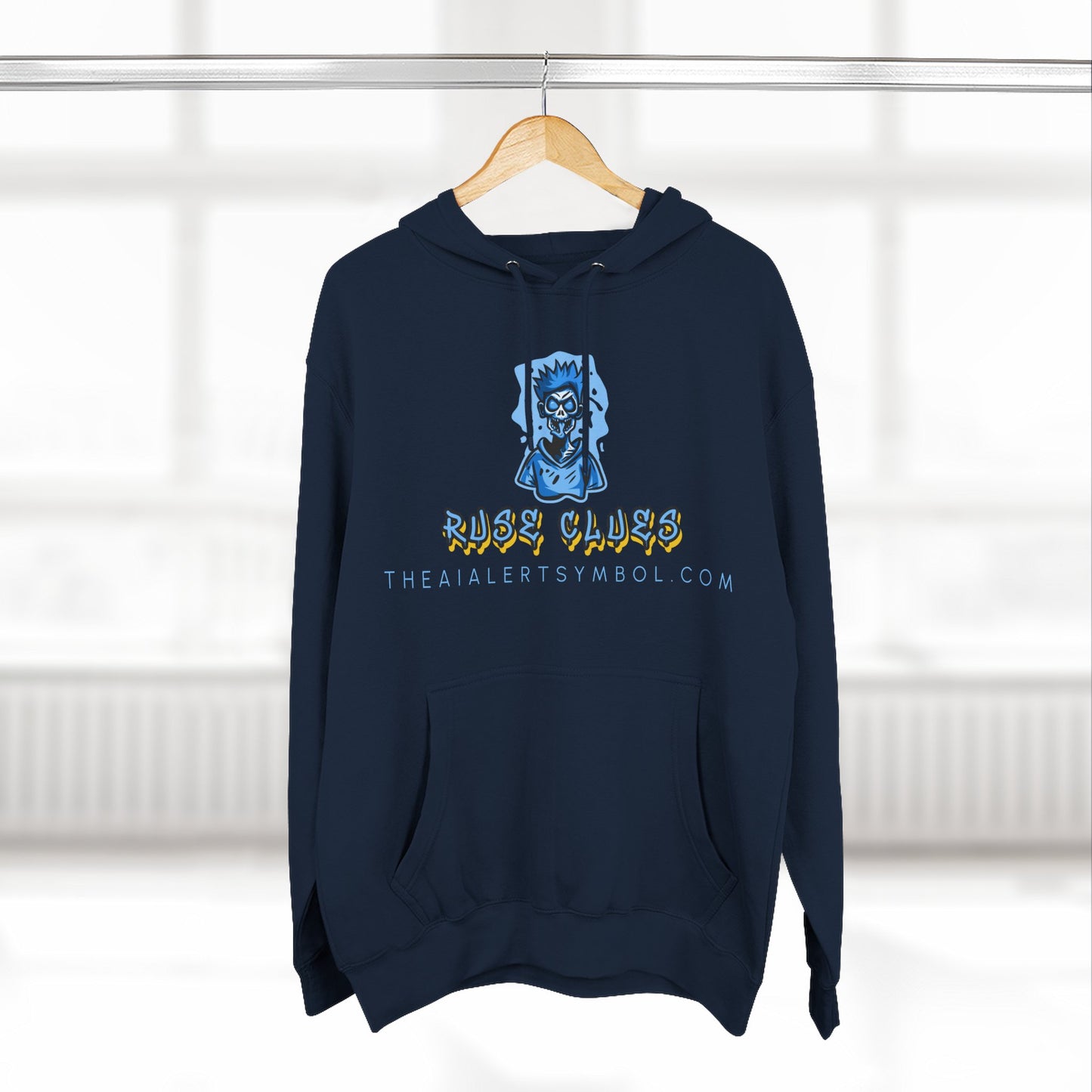Ruse Clues® Hoodie — Blue Graphic Fleece Pullover