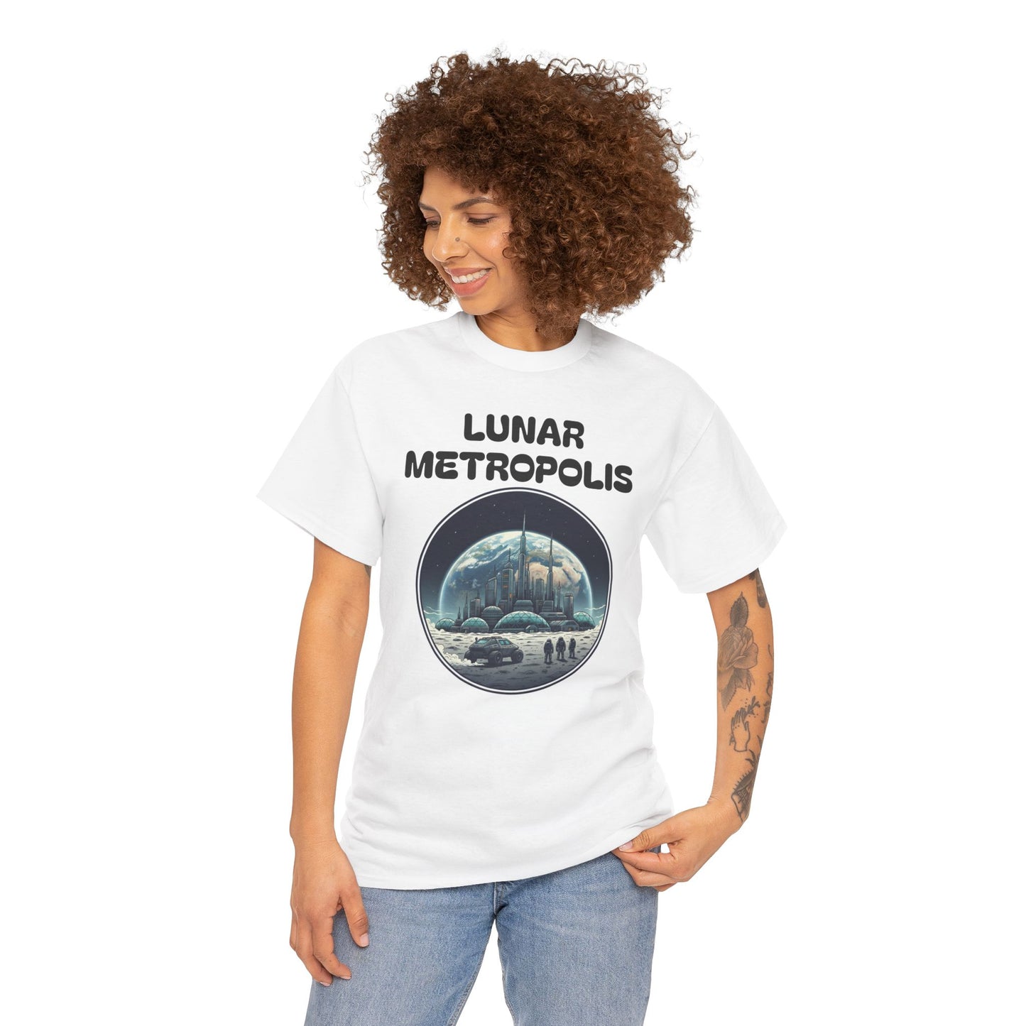 Lunar Metropolis™ Tee — Retro Sci‑Fi Moon City Graphic T‑Shirt