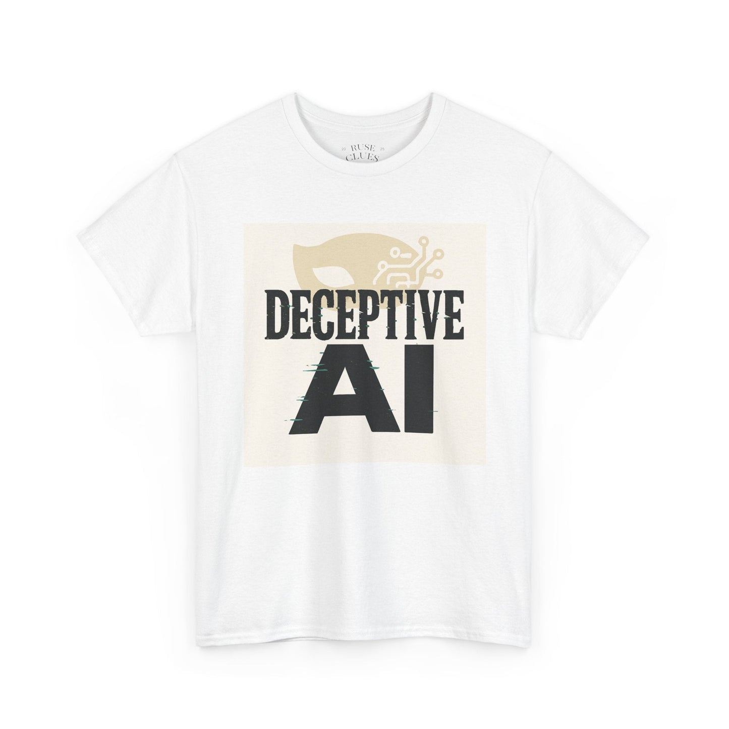 Deceptive AI Unisex Heavy Cotton Ruse Clues® Tee - Bold Graphic Tee for Tech Enthusiasts