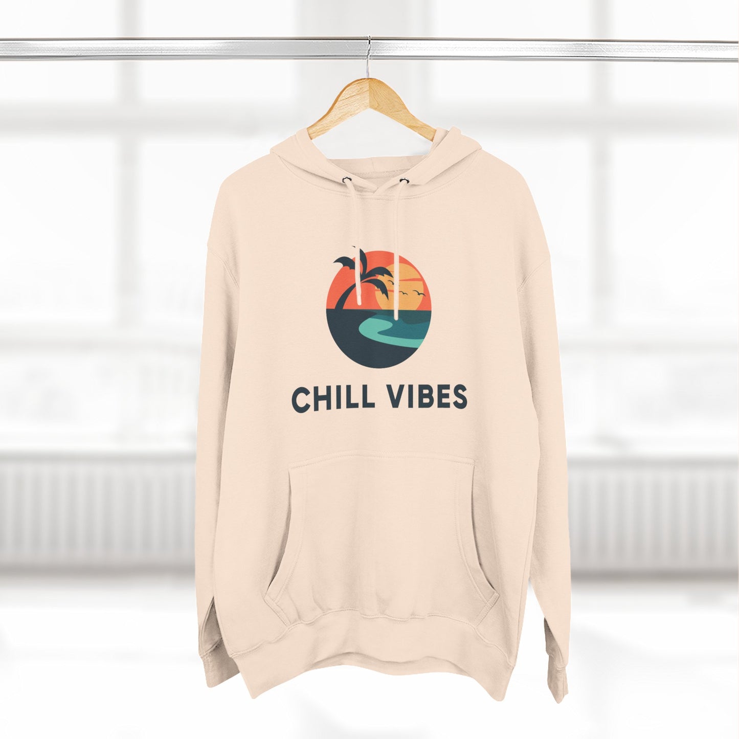 Chill Vibes Fleece Hoodie | Cozy Sweatshirt for Relaxed Days, Perfect Gift for Beach Lovers, Summer Nights, Casual Wear, Travel