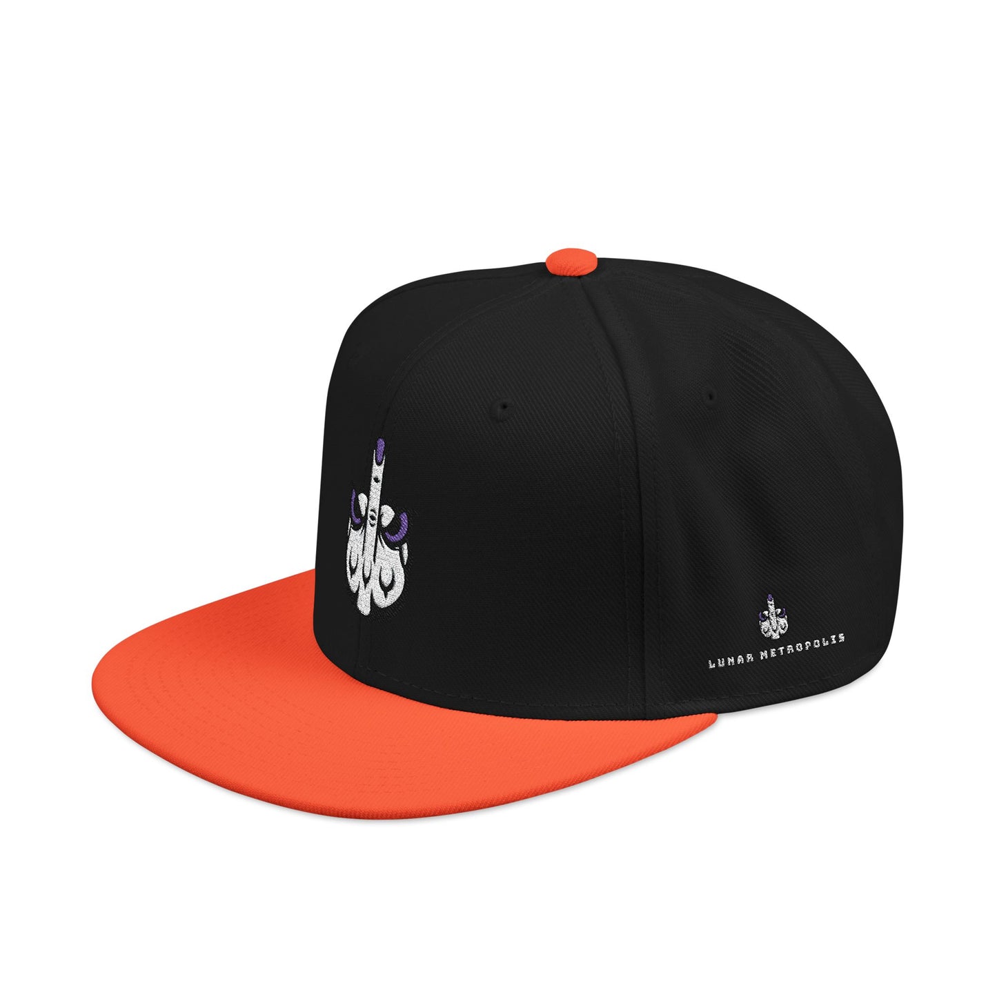 Lunar Metropolis™ Snapback Hat – Blue & White Floral Logo Cap