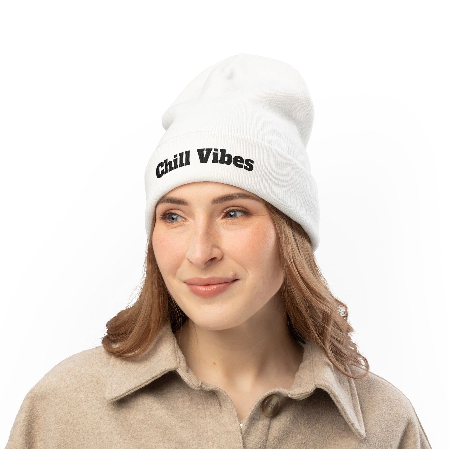 Chill Vibes™ Knit Beanie, Winter Hat, Cozy Accessories, Gift for Him/Her, Embroidered Beanie, Casual Headwear