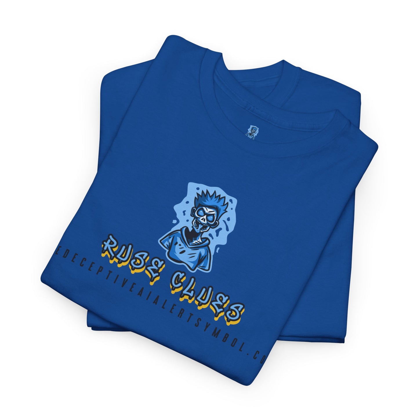 Ruse Clues® TheDeceptiveAIAlertSymbol.com™ Screaming Zombie logo Tee