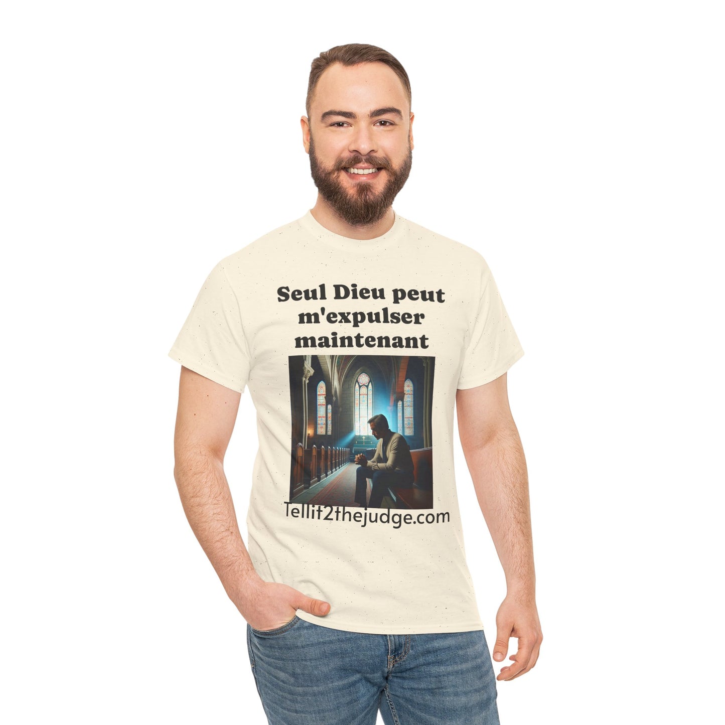 Unisex Heavy Cotton Only God Can Deport Me Now in French "Tellit2thejudge.com" Tee, Faith-Based Shirt, Comfortable Everyday Wear, Perfect for Gifting, Spiritual [...]