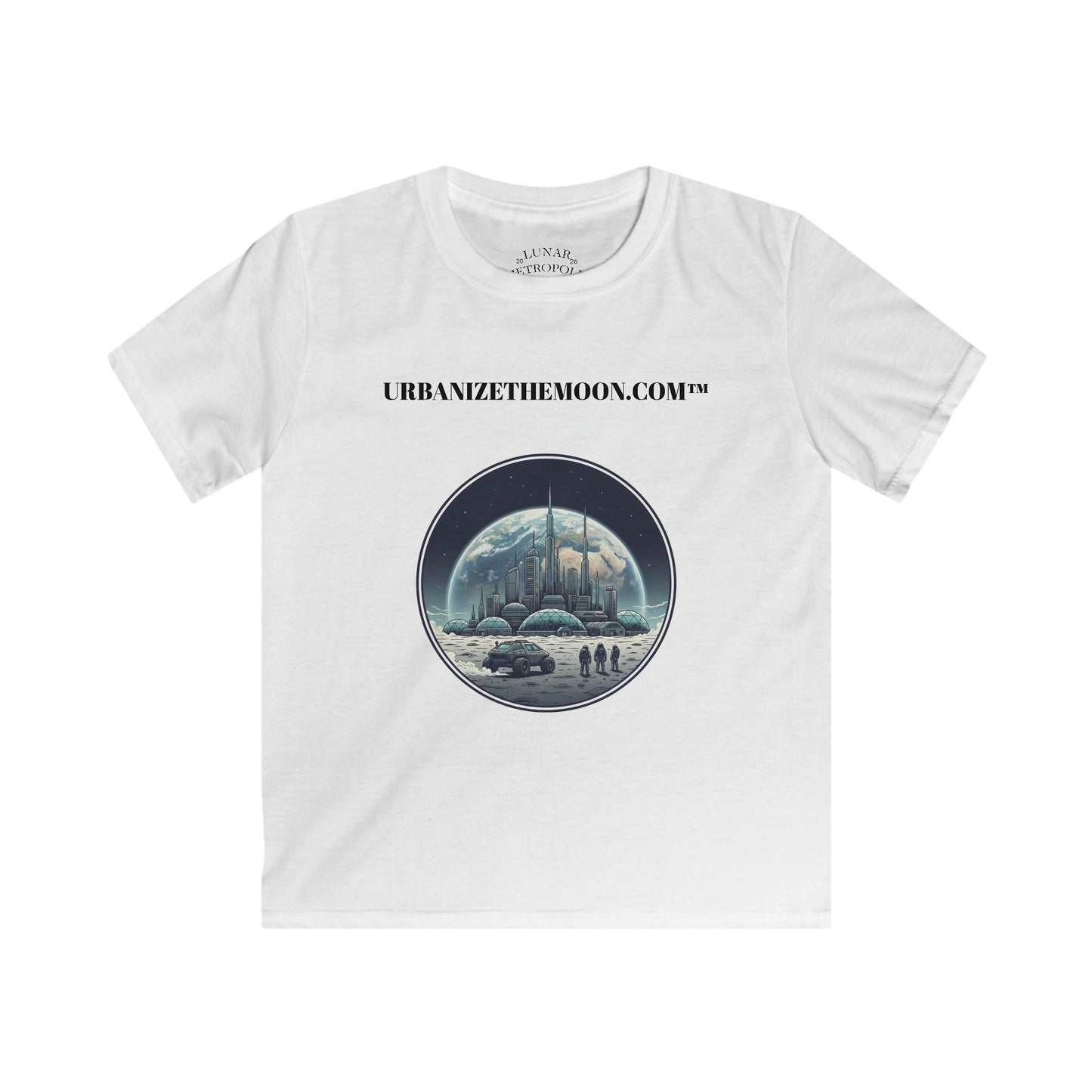 Lunar Metropolis™ Kids Tee — Futuristic Dome City Illustration (urbanizethemoon.com™)