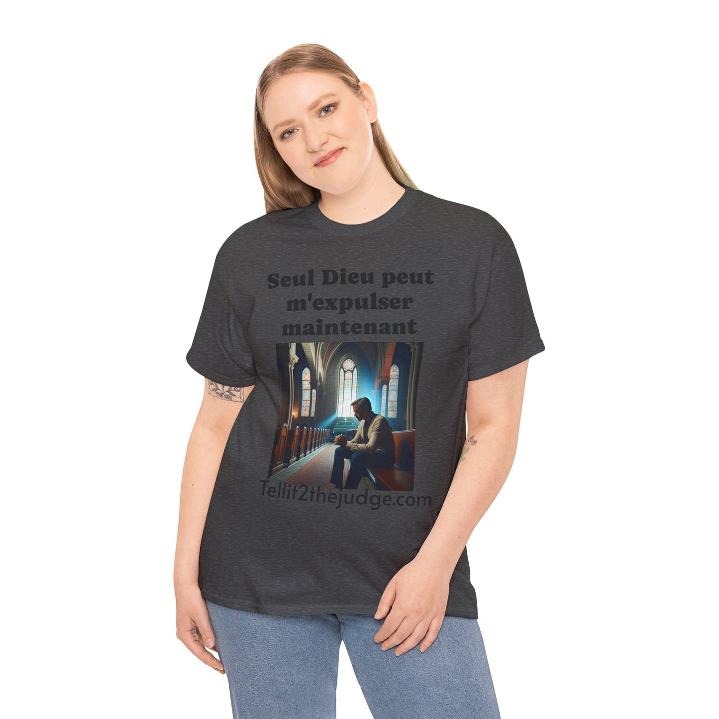 Unisex Heavy Cotton Only God Can Deport Me Now in French "Tellit2thejudge.com" Tee, Faith-Based Shirt, Comfortable Everyday Wear, Perfect for Gifting, Spiritual [...]