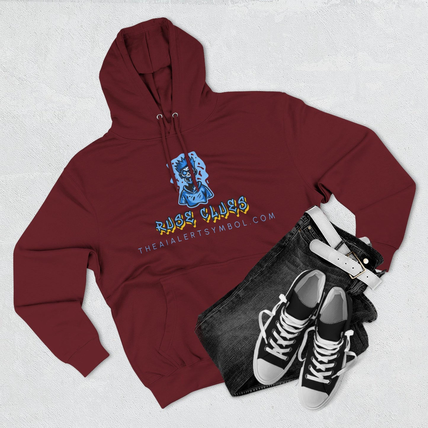 Ruse Clues® Hoodie — Blue Graphic Fleece Pullover