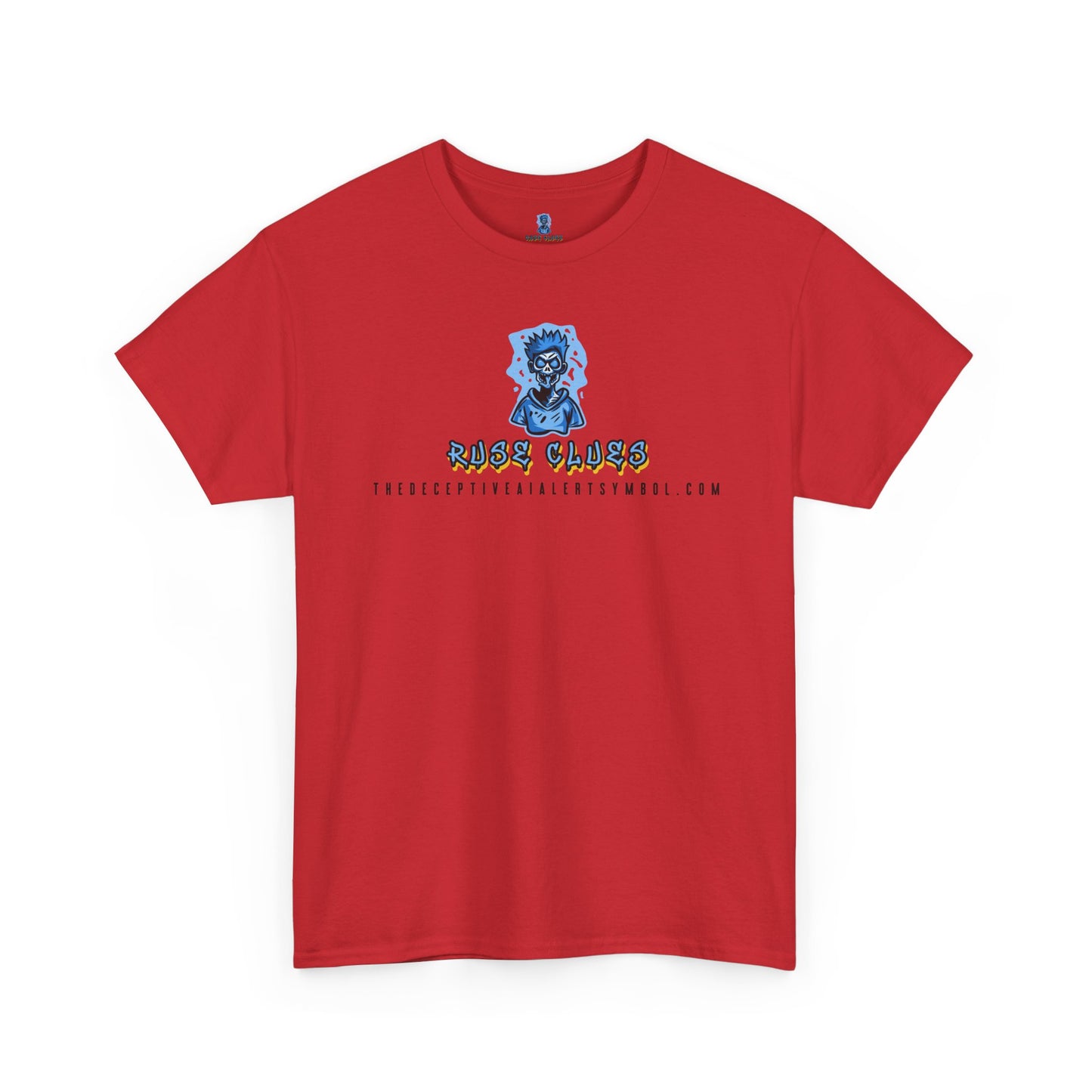 Ruse Clues® TheDeceptiveAIAlertSymbol.com™ Screaming Zombie logo Tee