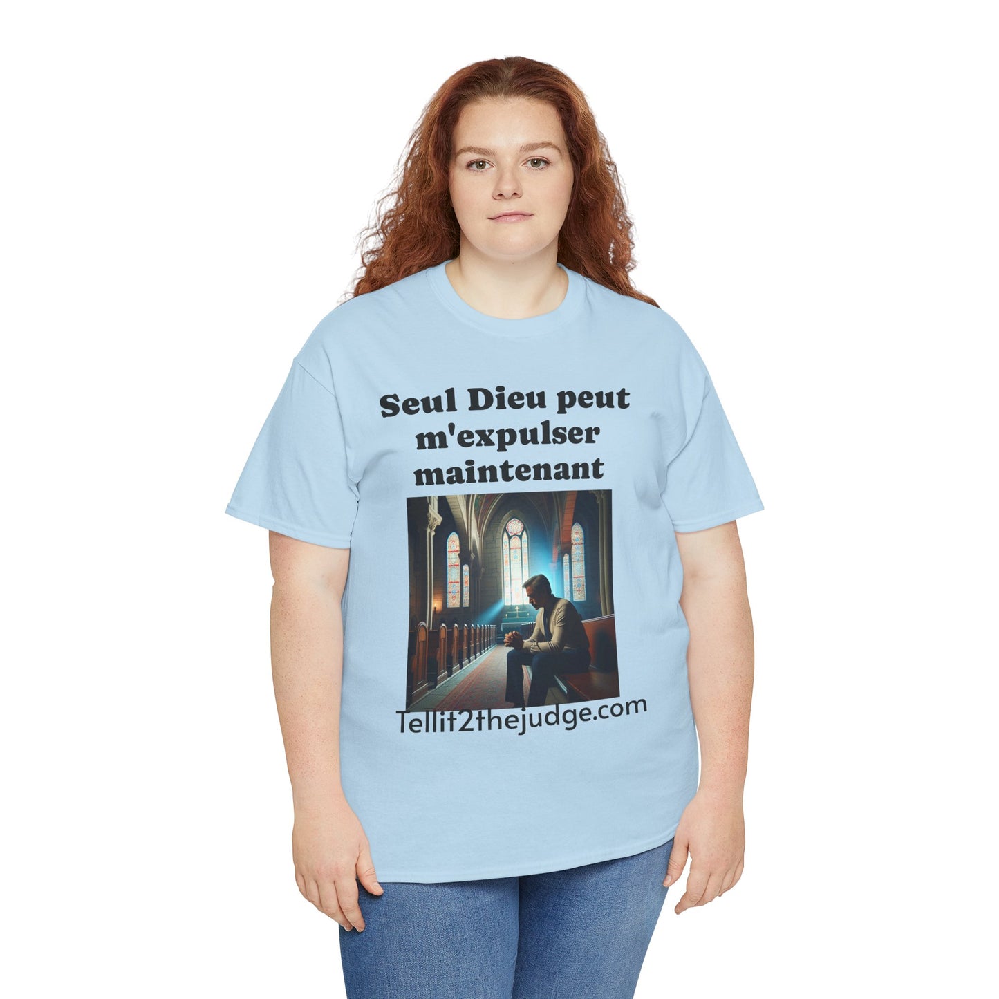 Unisex Heavy Cotton Only God Can Deport Me Now in French "Tellit2thejudge.com" Tee, Faith-Based Shirt, Comfortable Everyday Wear, Perfect for Gifting, Spiritual [...]