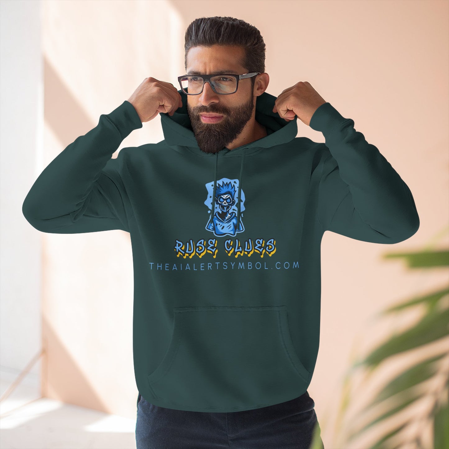 Ruse Clues® Hoodie — Blue Graphic Fleece Pullover
