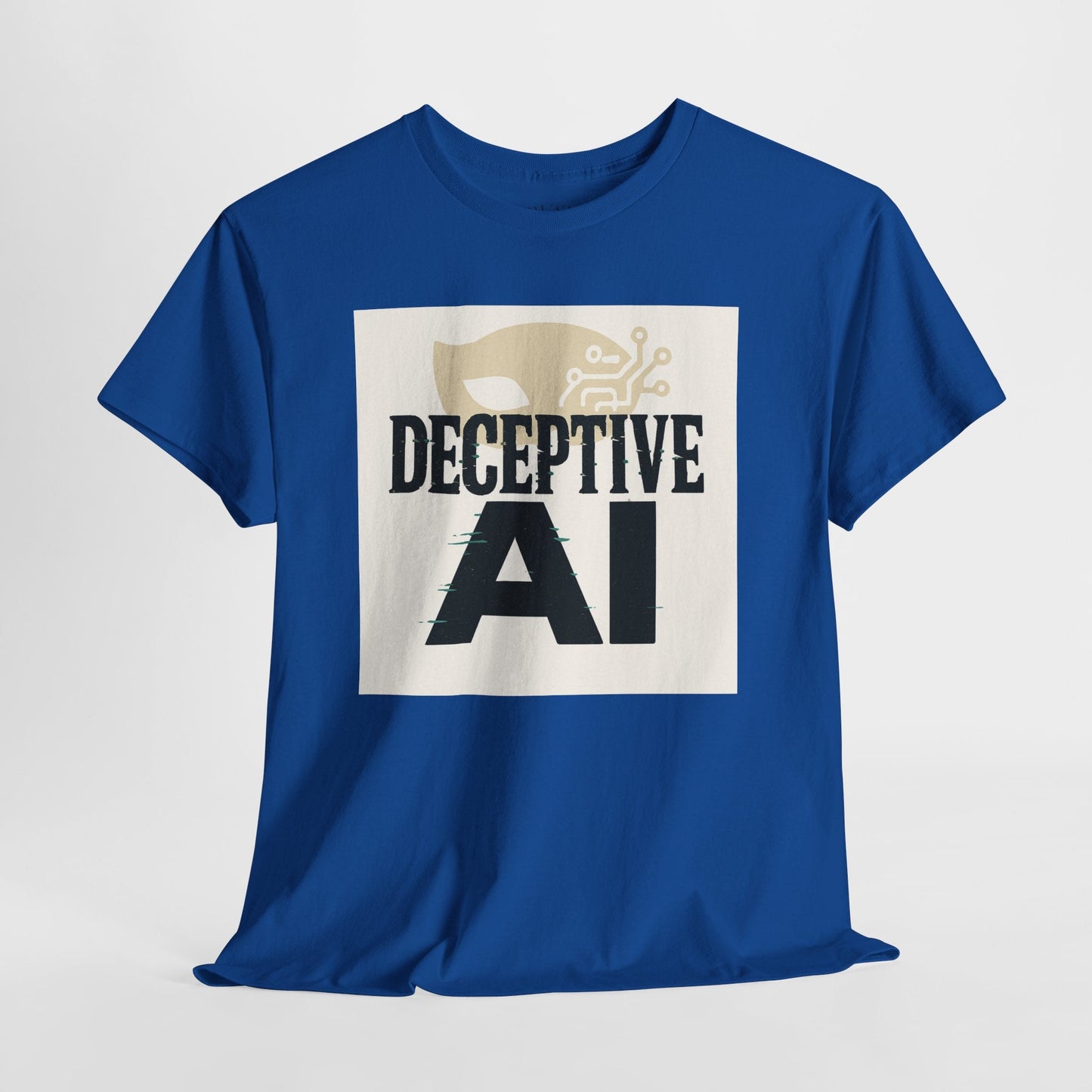 Deceptive AI Unisex Heavy Cotton Ruse Clues® Tee - Bold Graphic Tee for Tech Enthusiasts